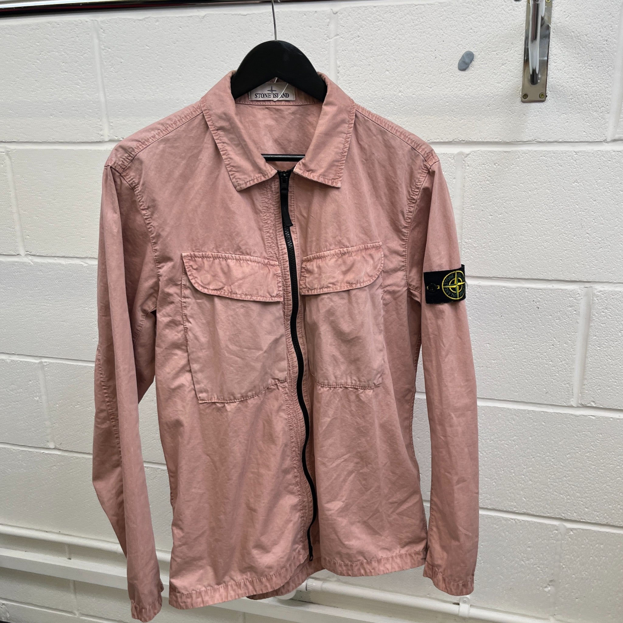 Men's Applique Logo OverShirt Pink Size S