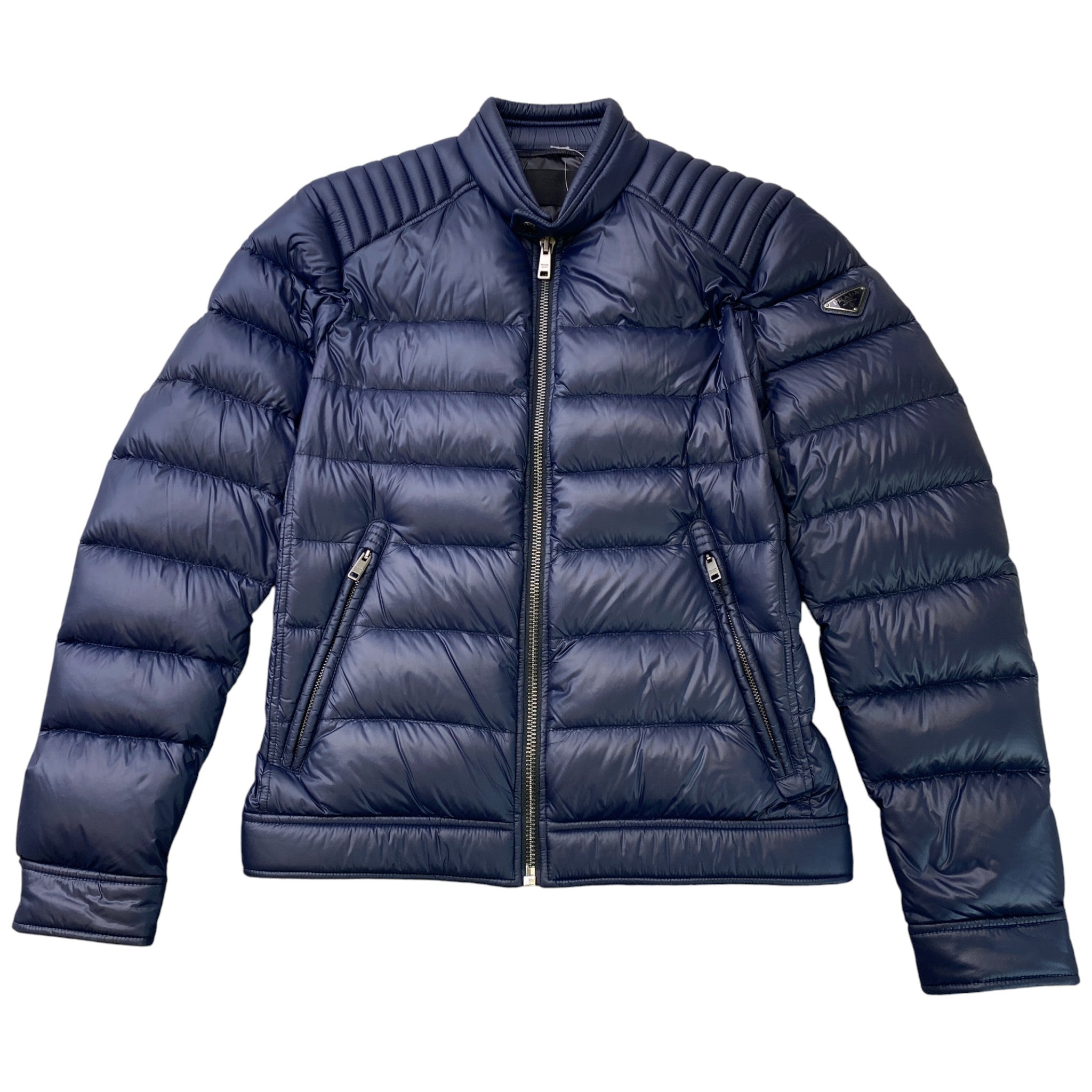 Men's Plaque Logo Down Jacket Blue Size IT 46 / S
