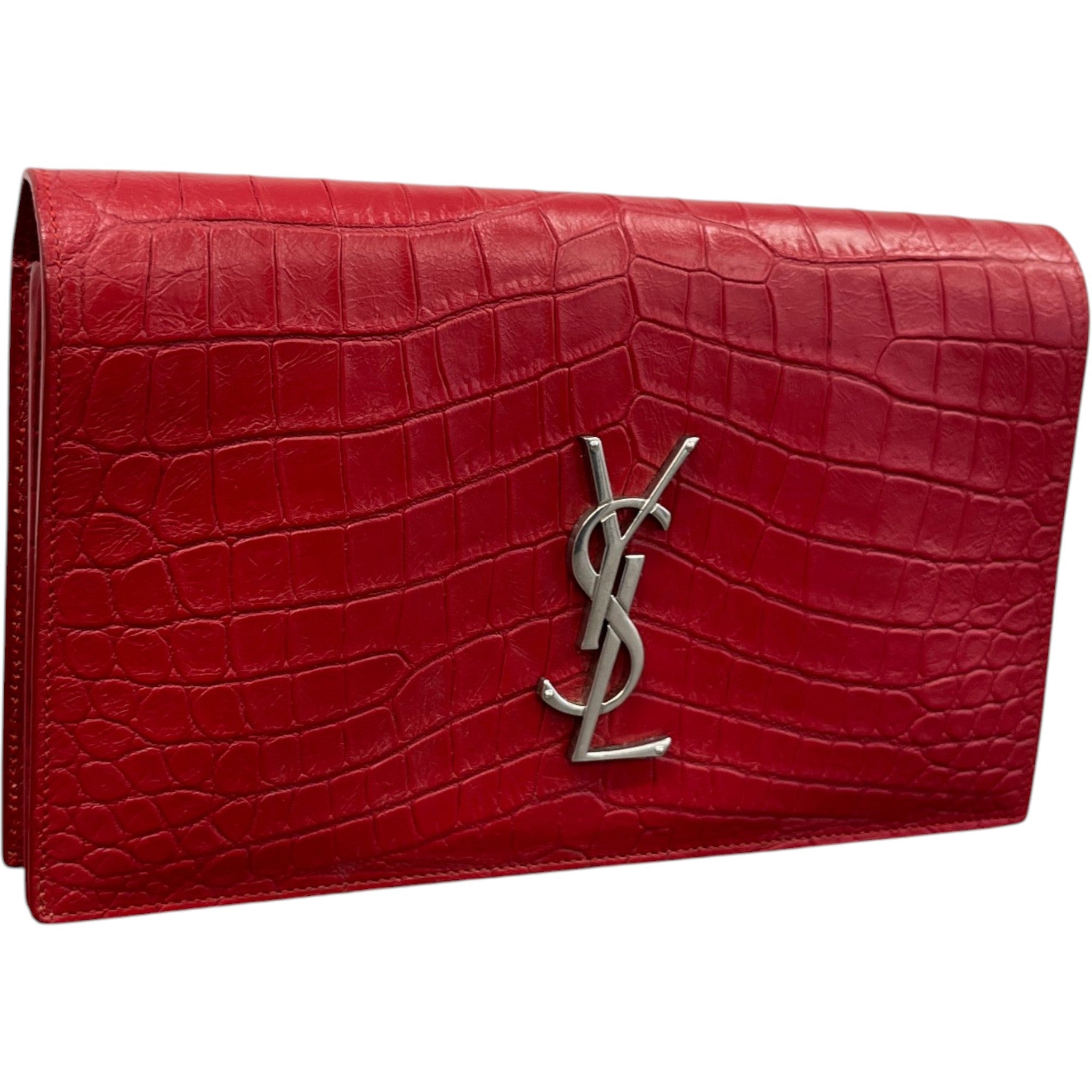 Women's Crocodile Embossed Clutch Red