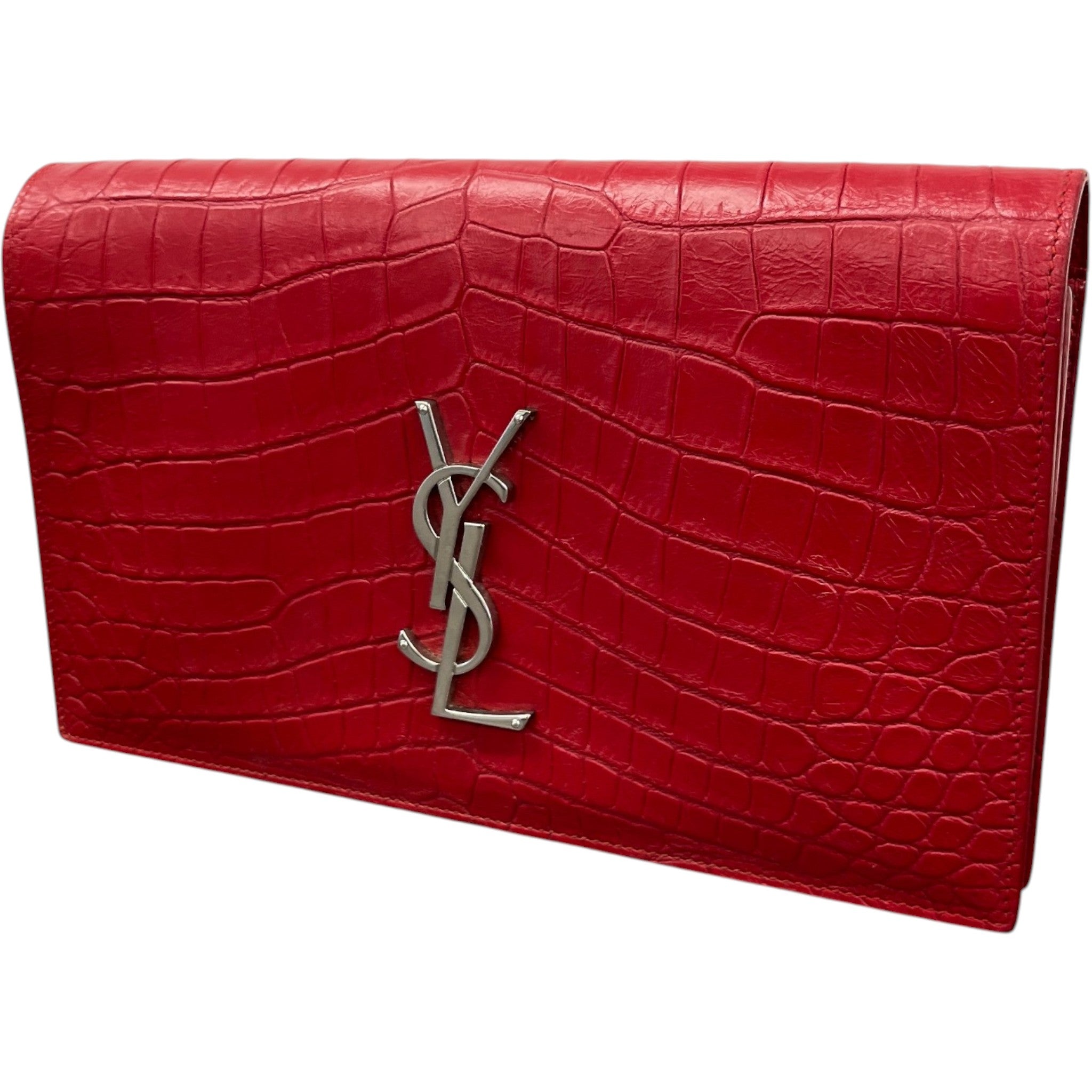 Women's Crocodile Embossed Clutch Red