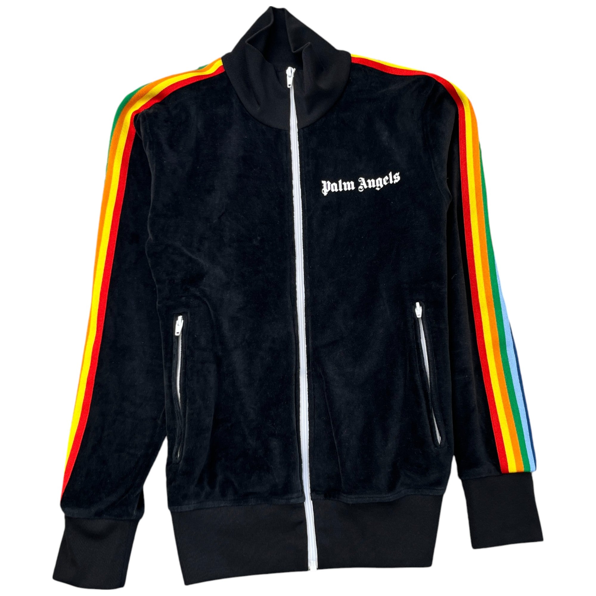 Men's Rainbow Stripe Track Jacket Black Size S