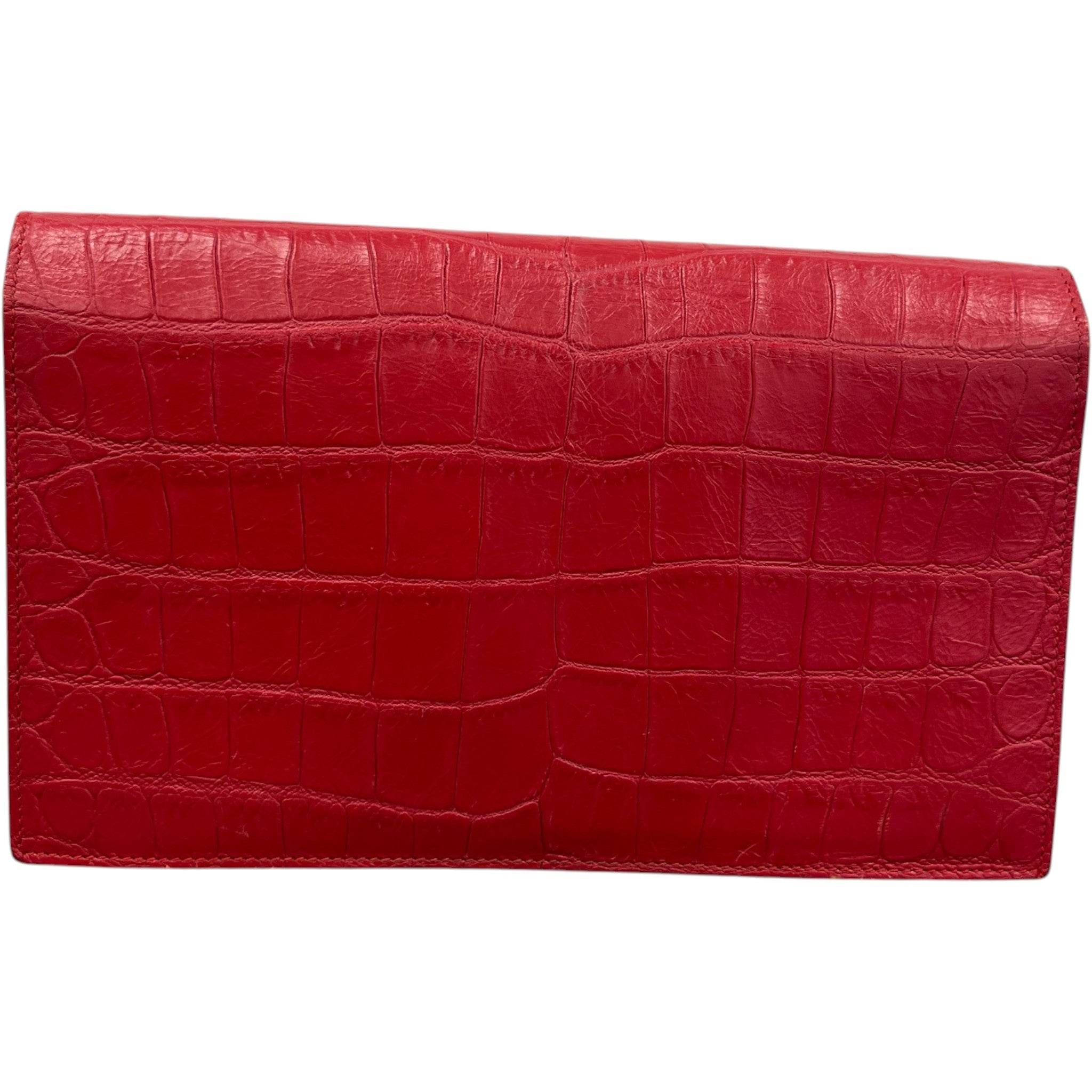 Women's Crocodile Embossed Clutch Red