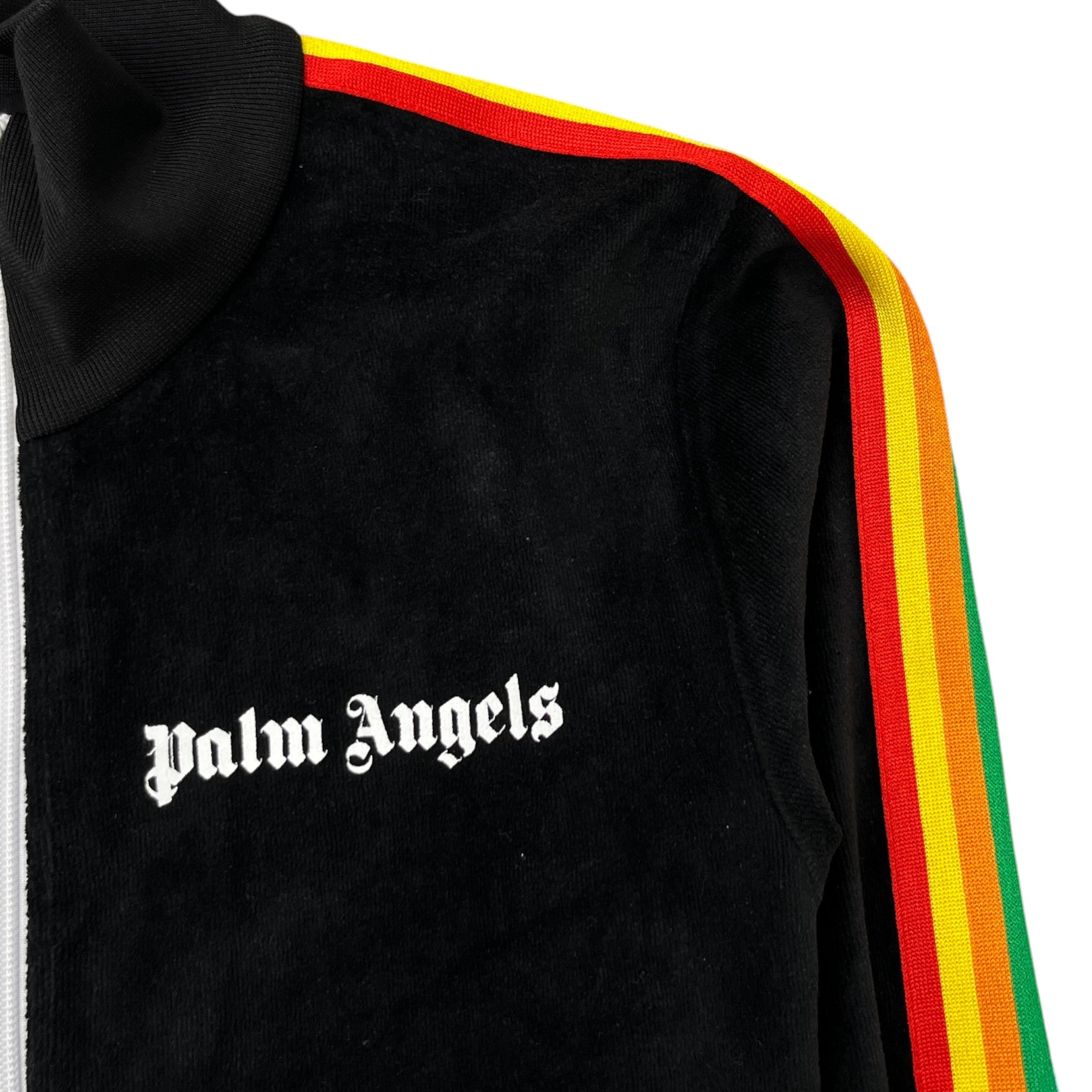 Men's Rainbow Stripe Track Jacket Black Size S
