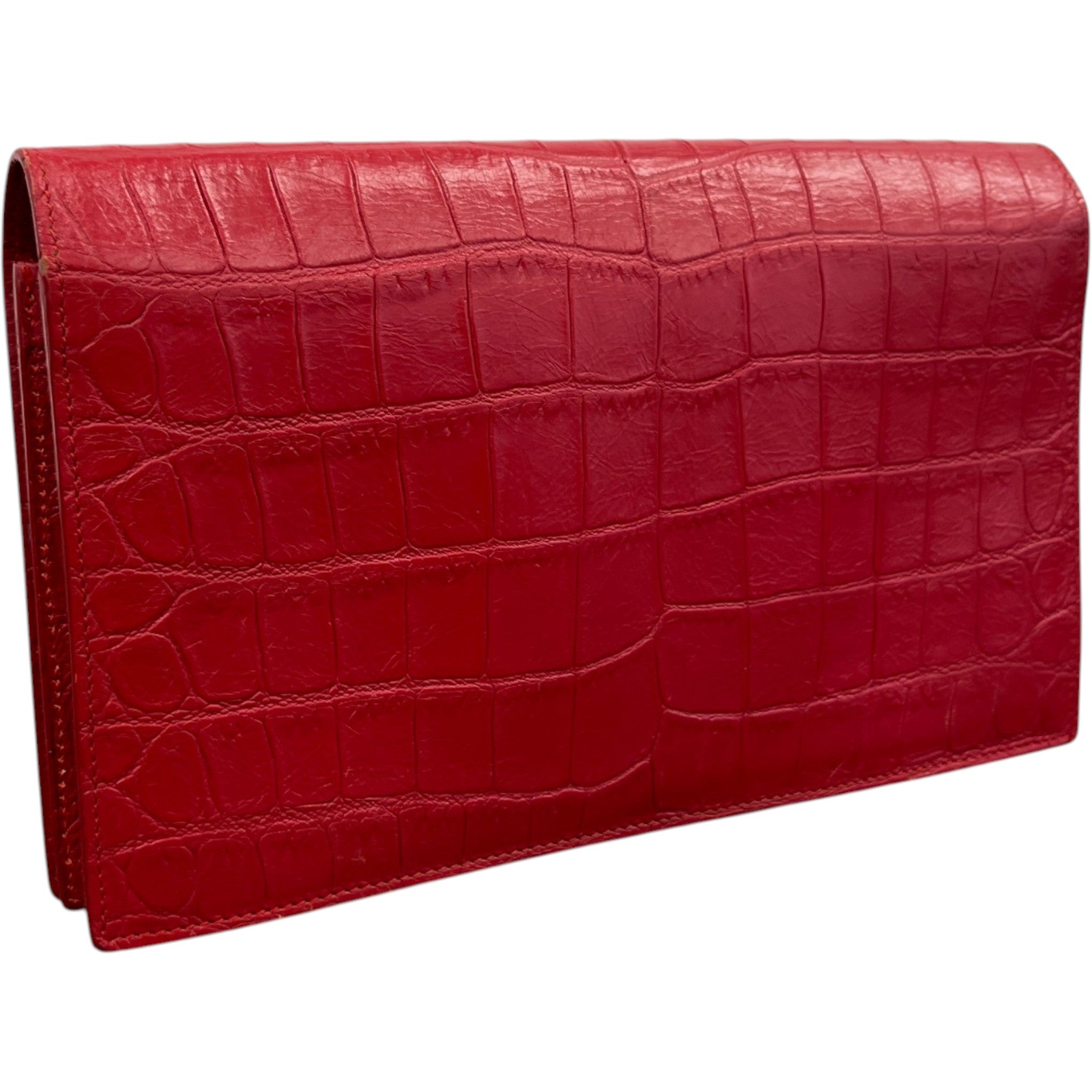 Women's Crocodile Embossed Clutch Red