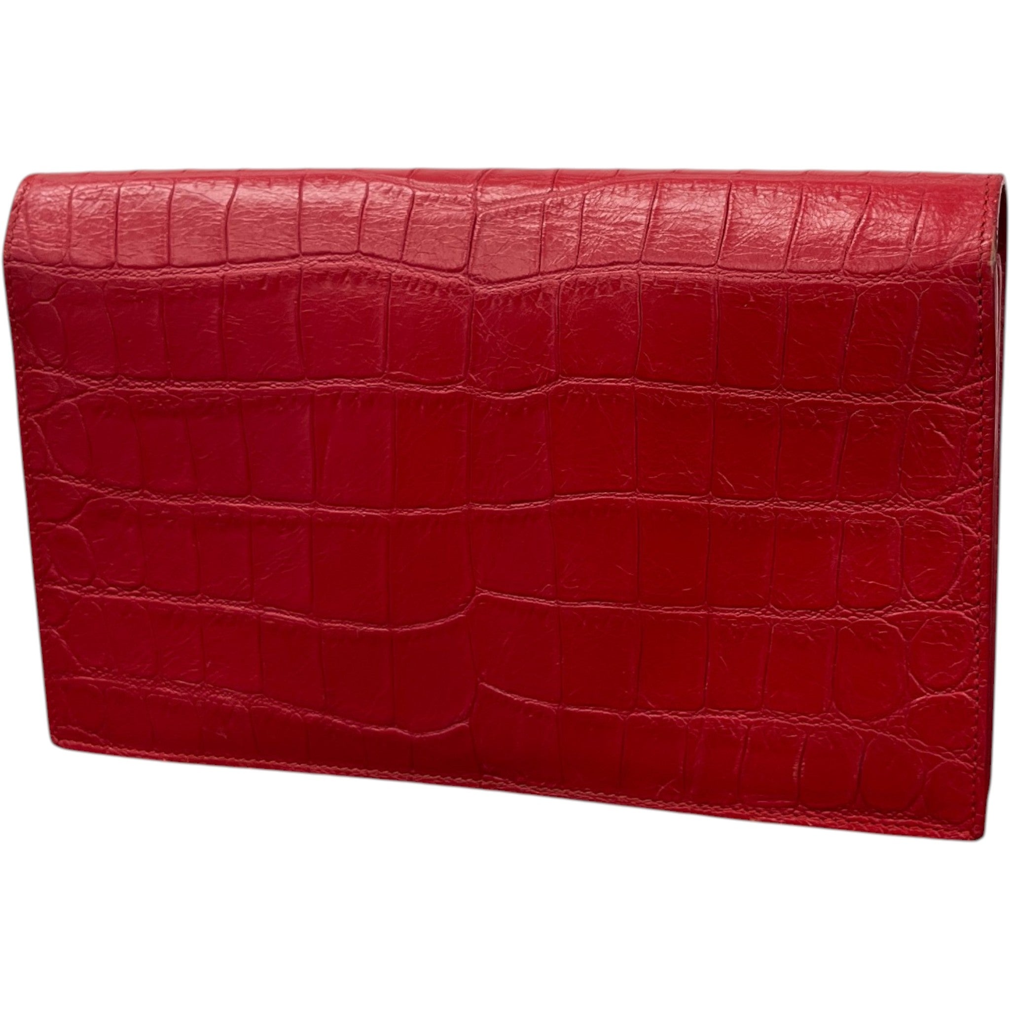 Women's Crocodile Embossed Clutch Red