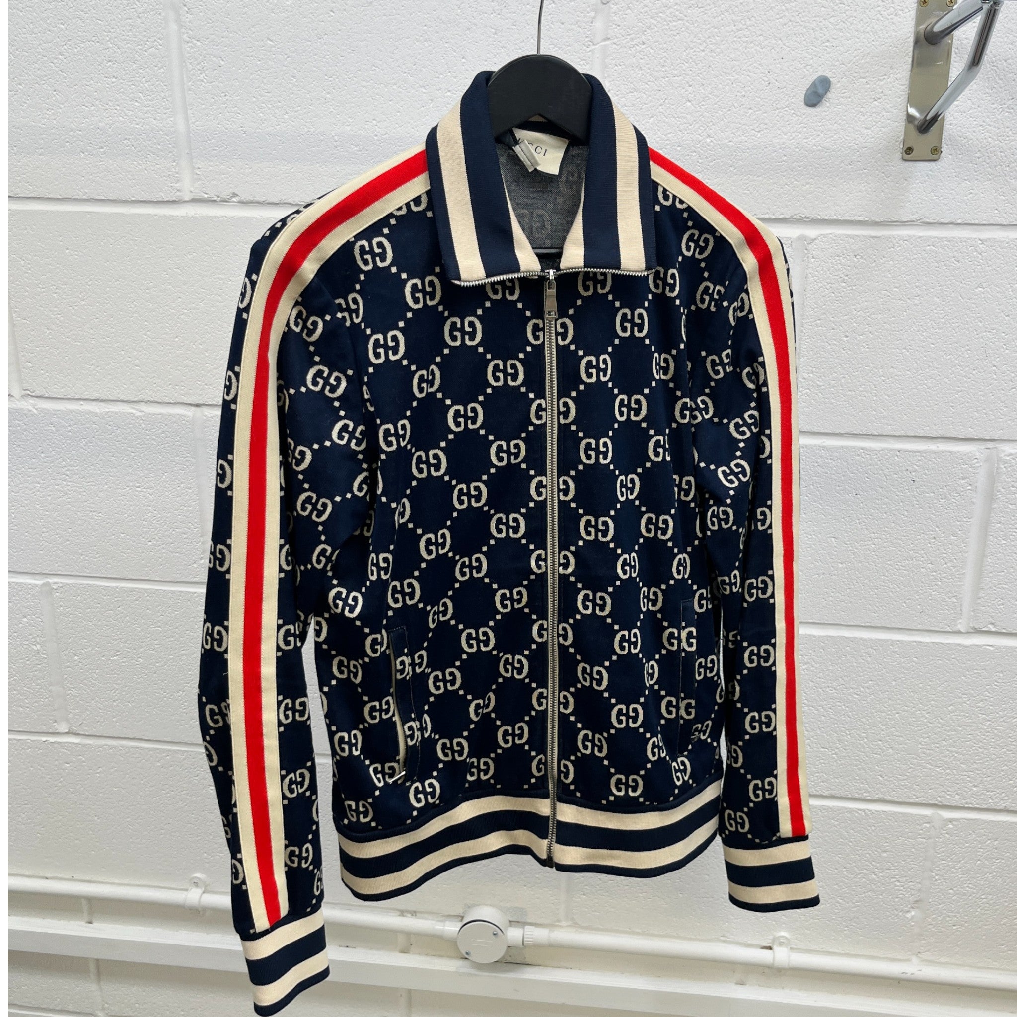 Men's Gg Jacquard Monogram Jumper Navy Size S
