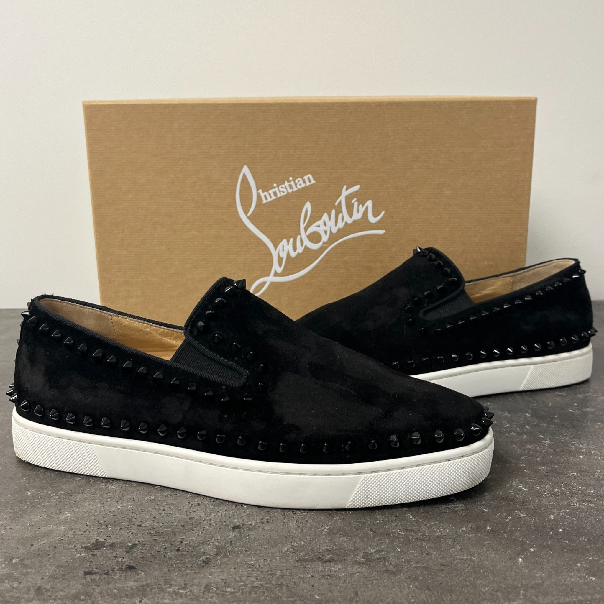 Men's Pik Boat Flat Veau Velours Loafers Black Size EU 41 / UK 7