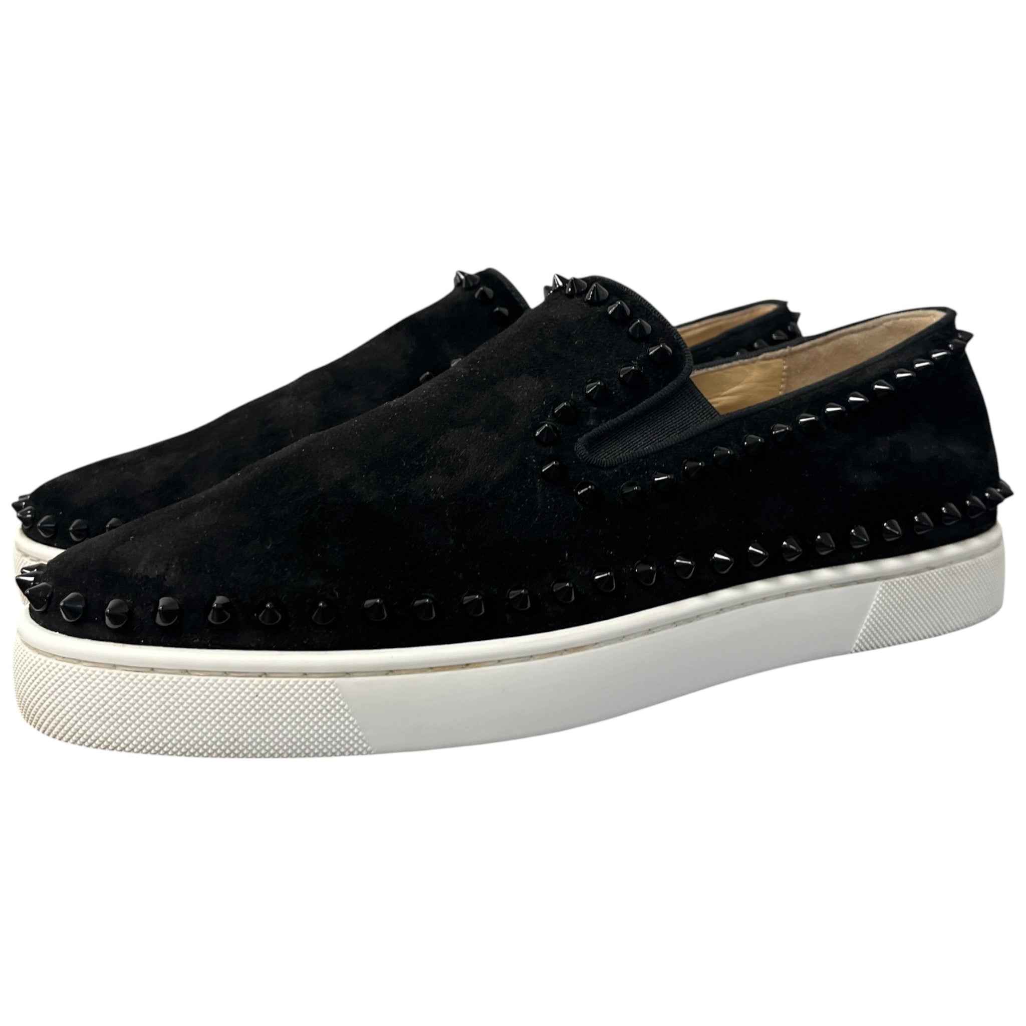 Men's Pik Boat Flat Veau Velours Loafers Black Size EU 41 / UK 7