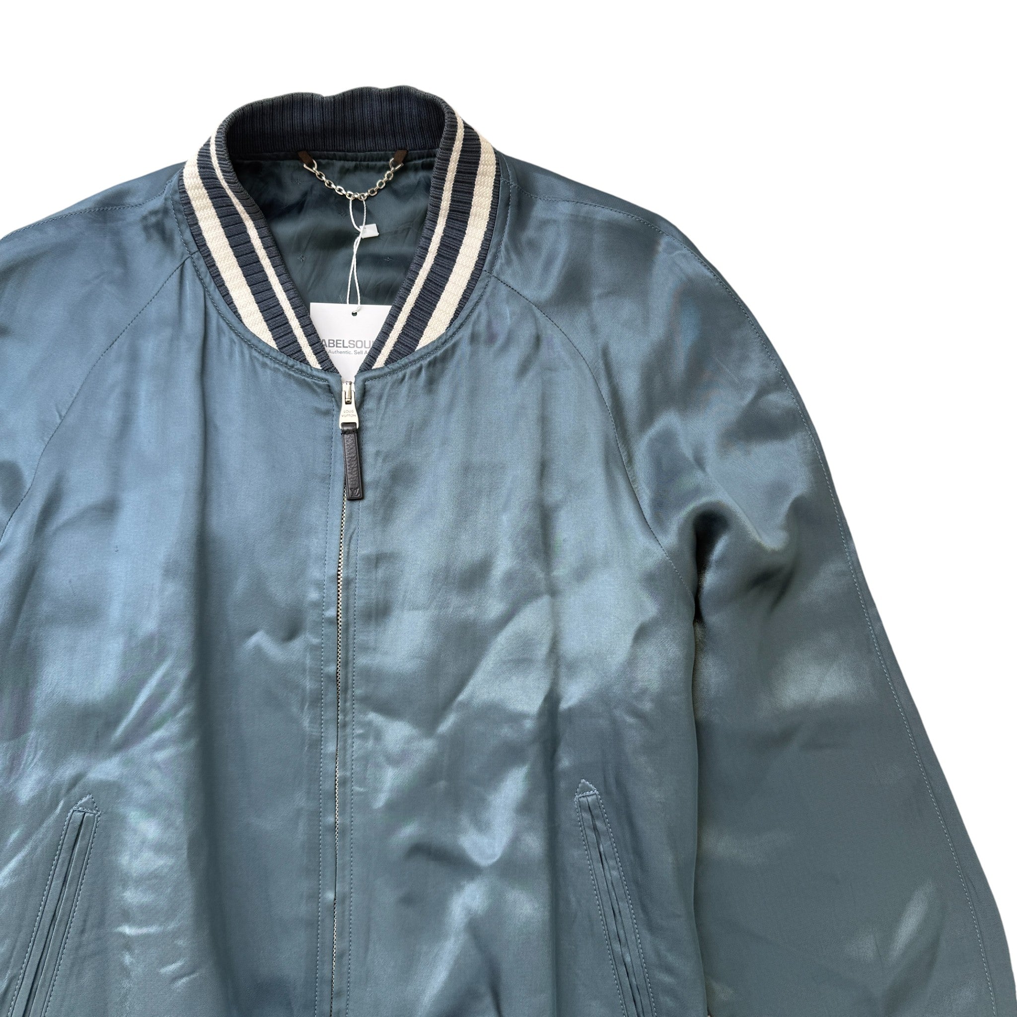 Men's Embroidered Logo Varsity Jacket Blue Size IT 48 / M