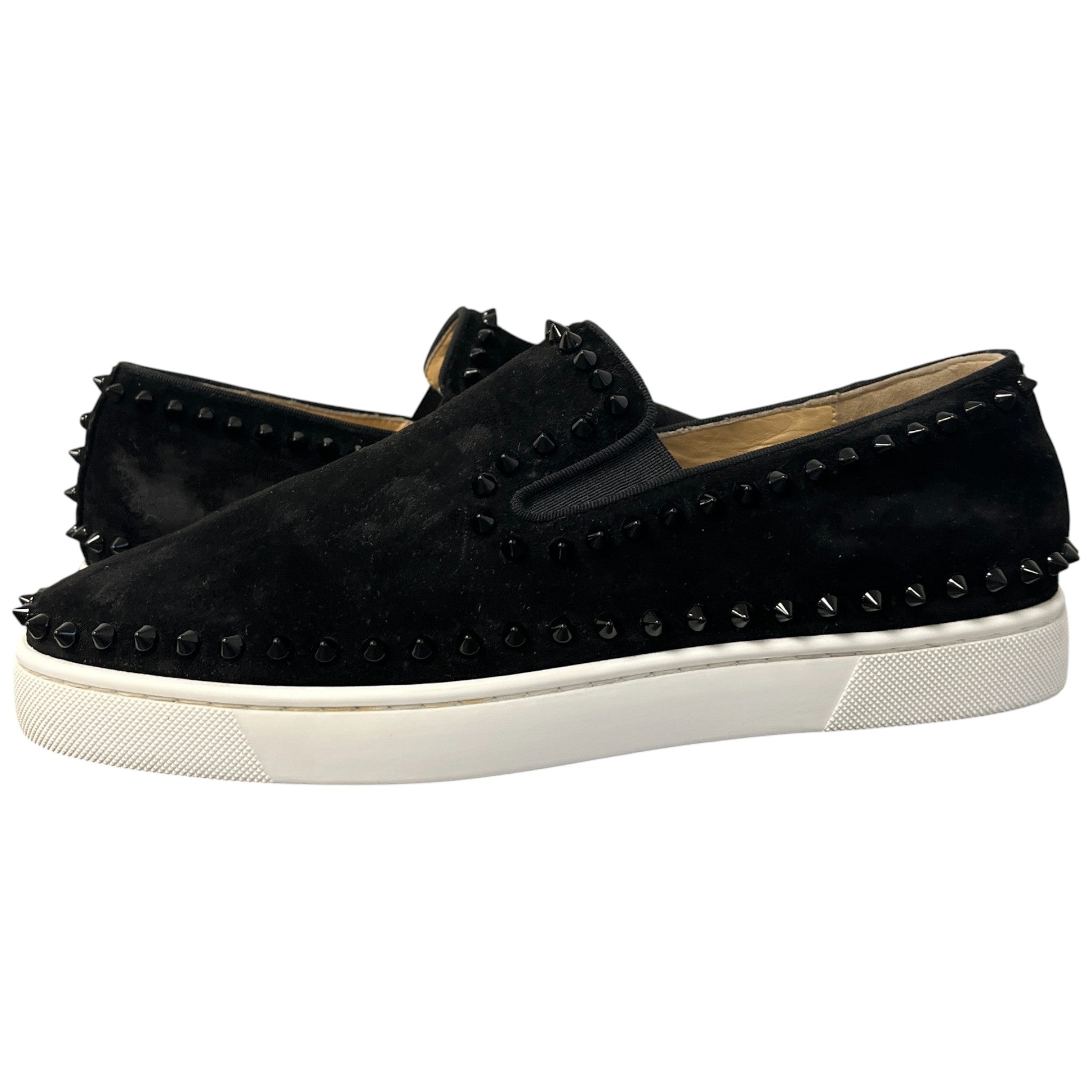 Men's Pik Boat Flat Veau Velours Loafers Black Size EU 41 / UK 7