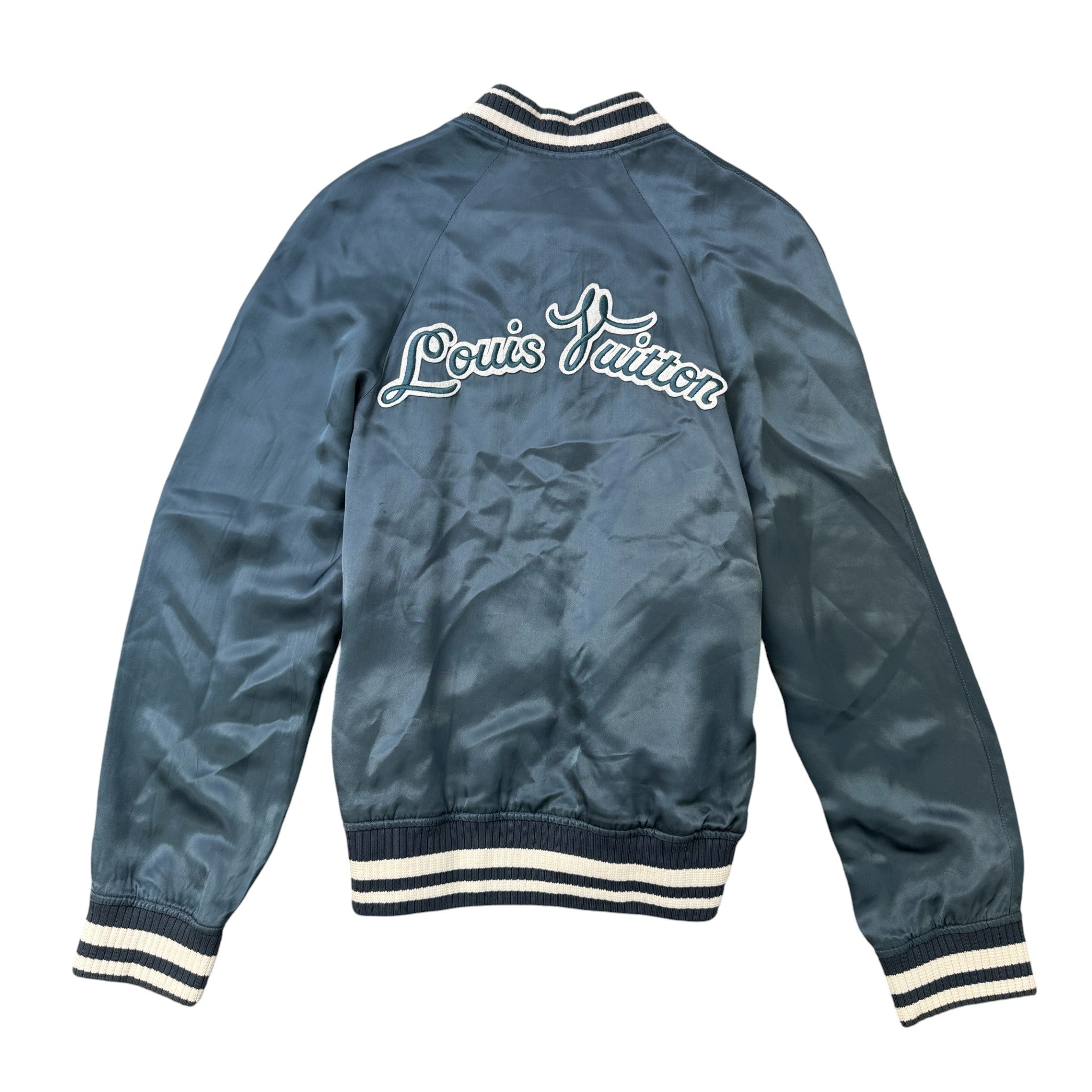 Men's Embroidered Logo Varsity Jacket Blue Size IT 48 / M
