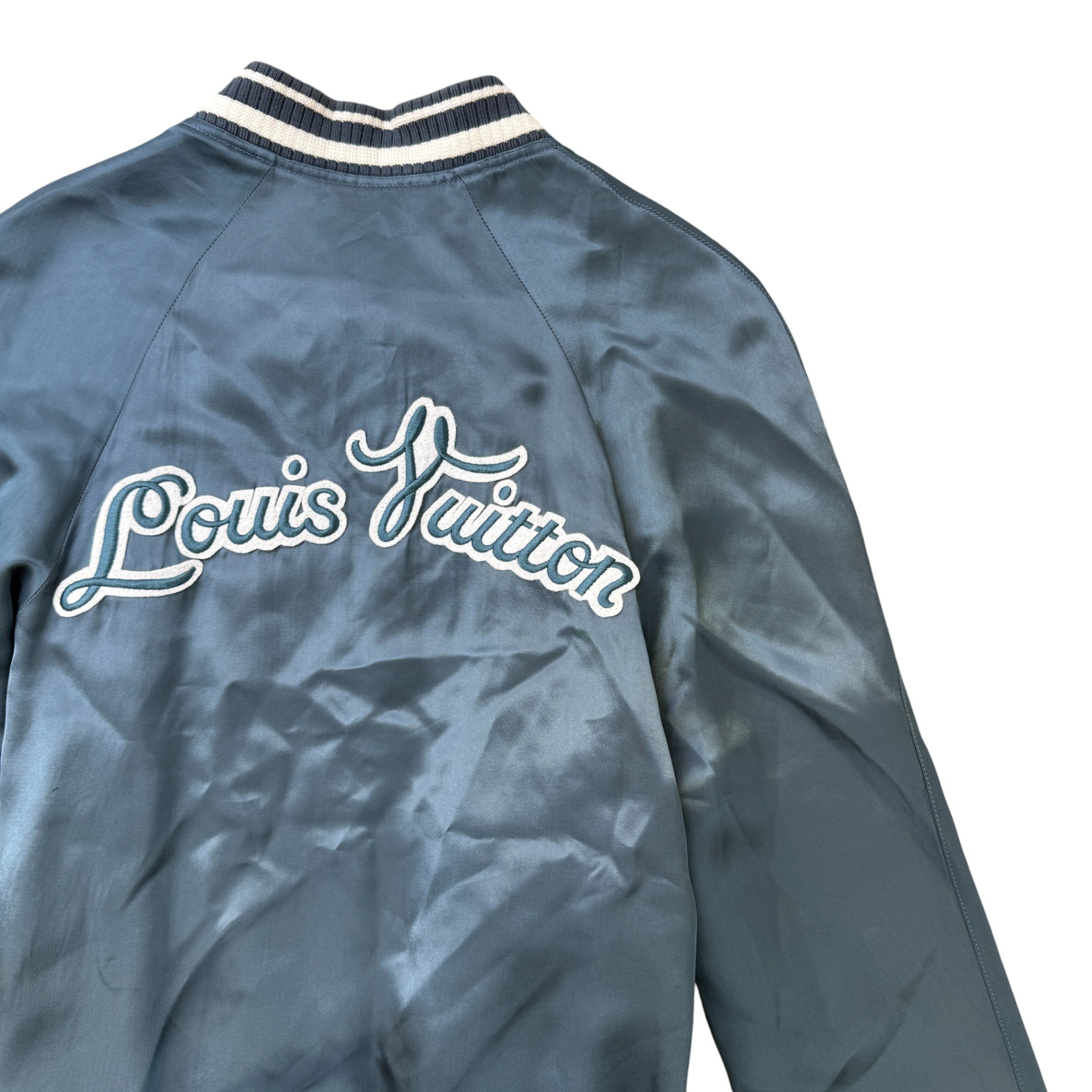 Men's Embroidered Logo Varsity Jacket Blue Size IT 48 / M