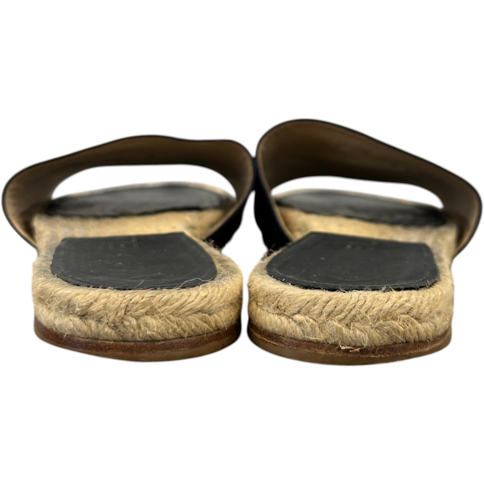 Women's Stitched Interlocking Cc Espadrille Slides Black Size EU 38 / UK 5