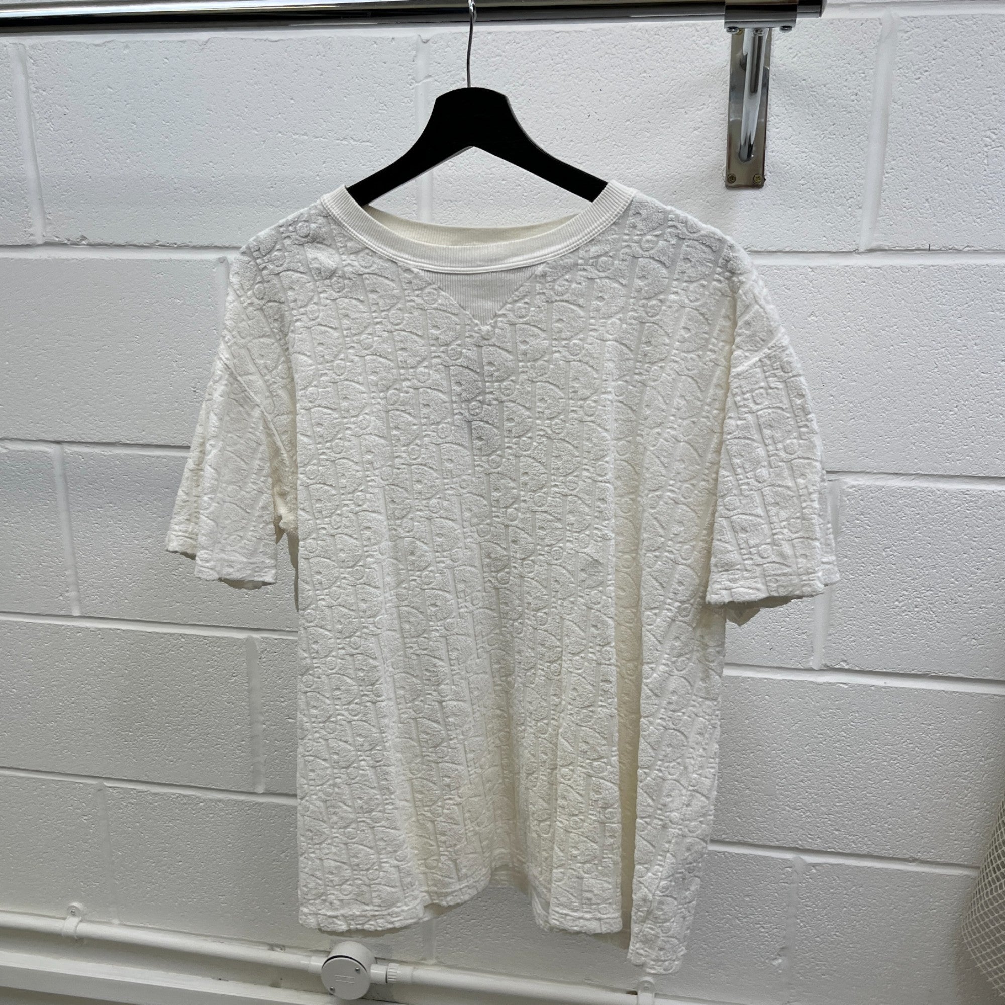 Men's Oblique Terry Towelling T-Shirt White Size M