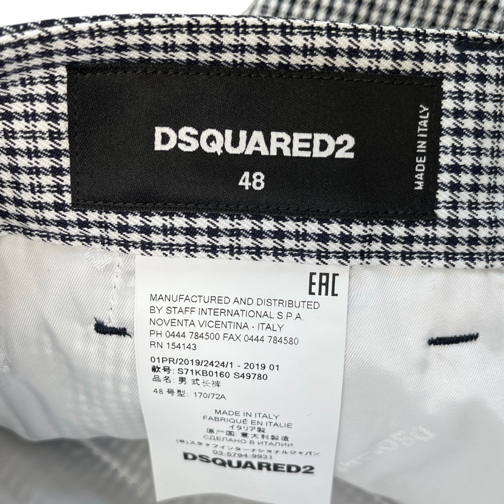 Men's Check Trousers Black Size IT 48 / UK 32