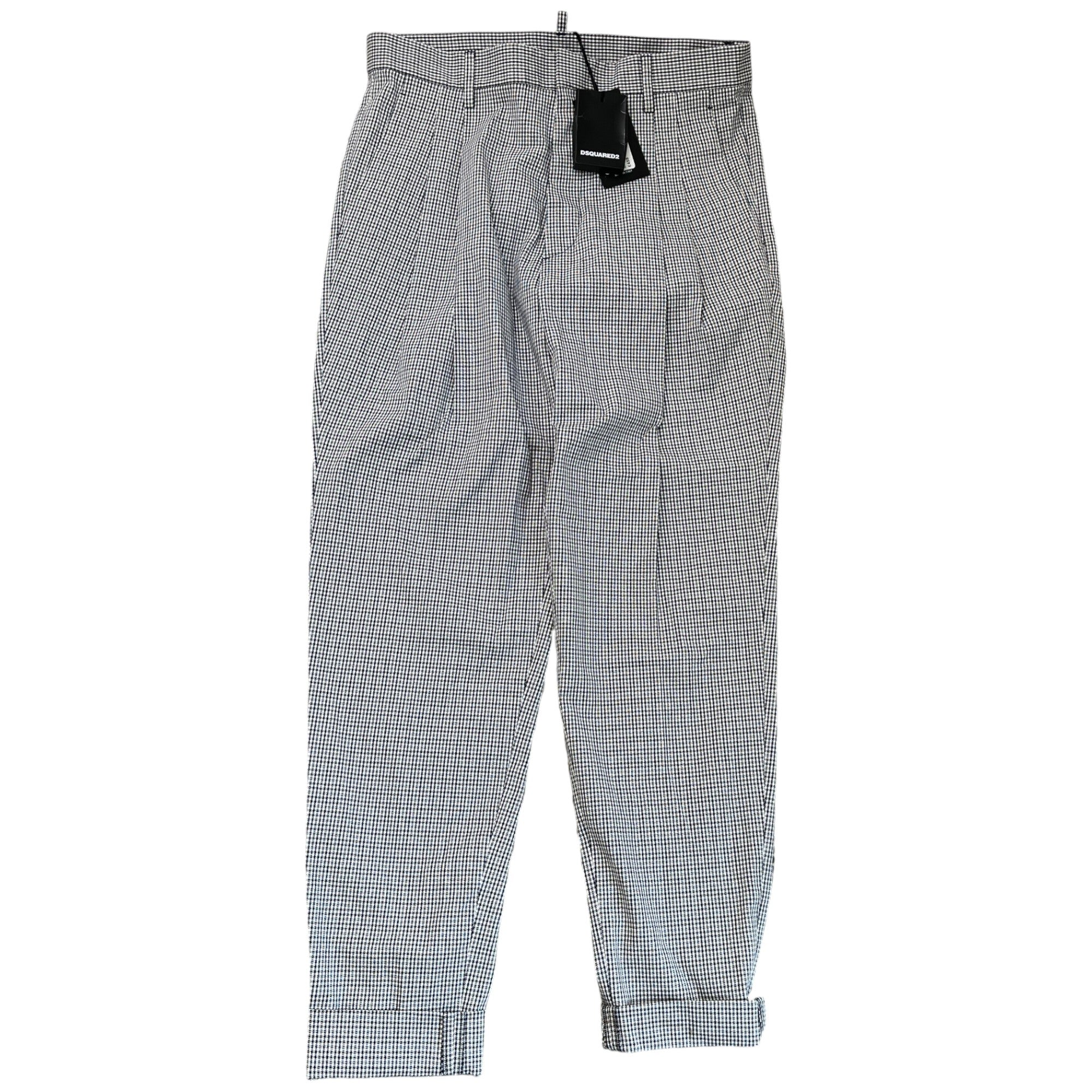 Men's Check Trousers Black Size IT 48 / UK 32