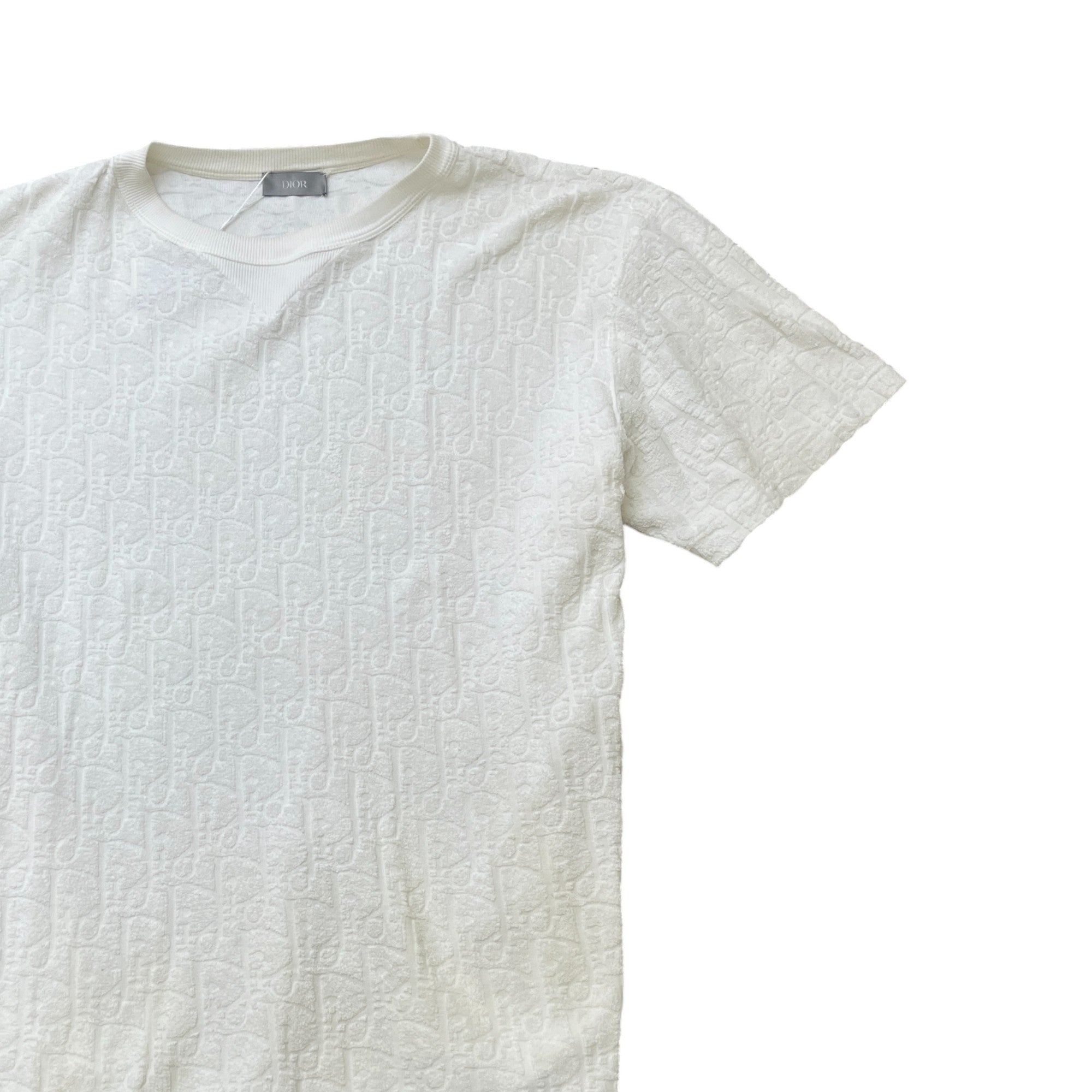 Men's Oblique Terry Towelling T-Shirt White Size M