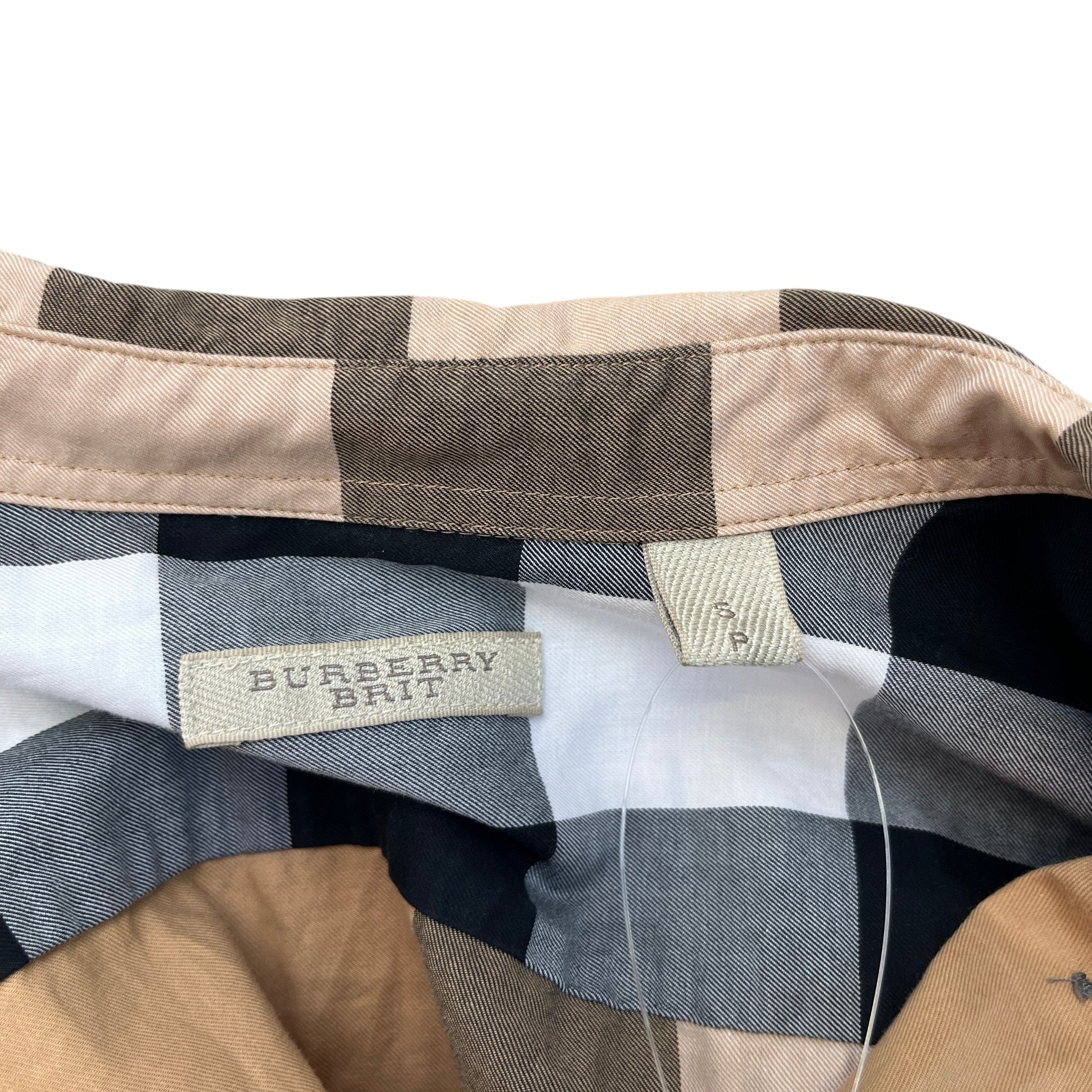 Men's Nova Check Long Sleeve Shirt Beige Size S