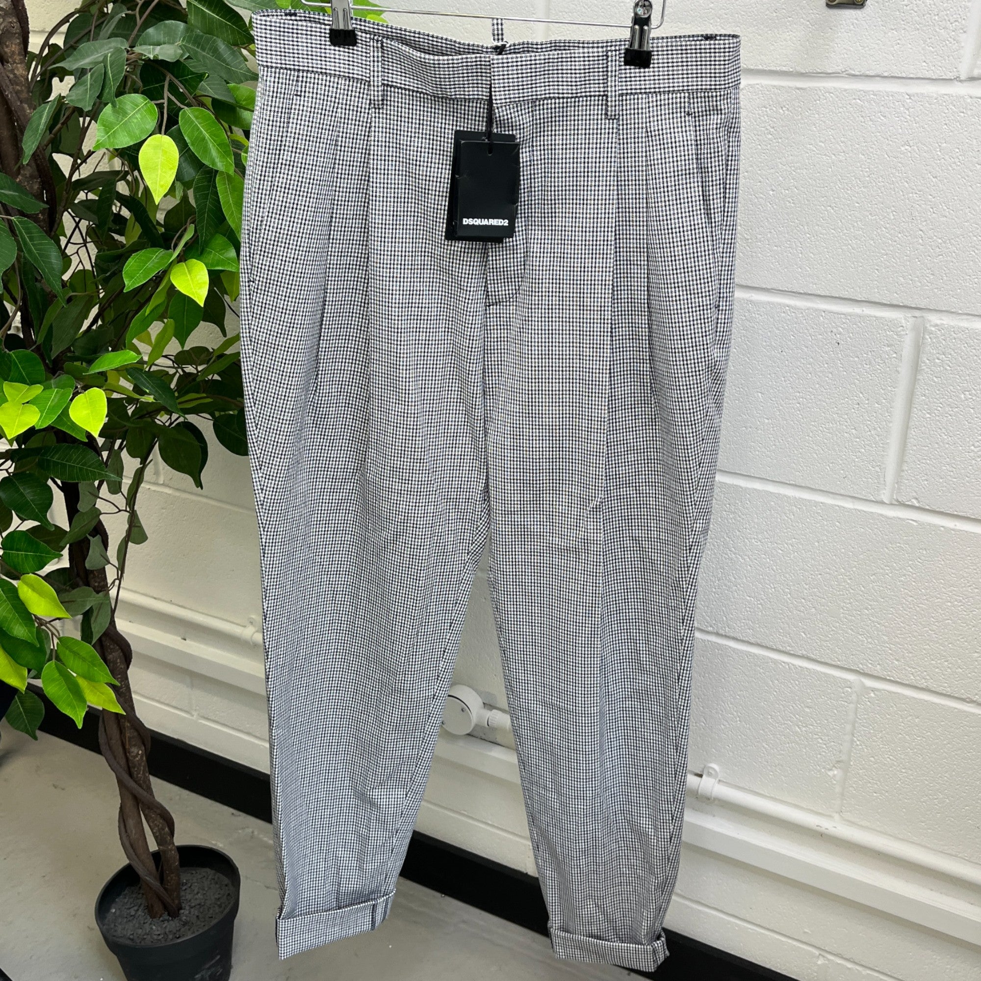 Men's Check Trousers Black Size IT 48 / UK 32
