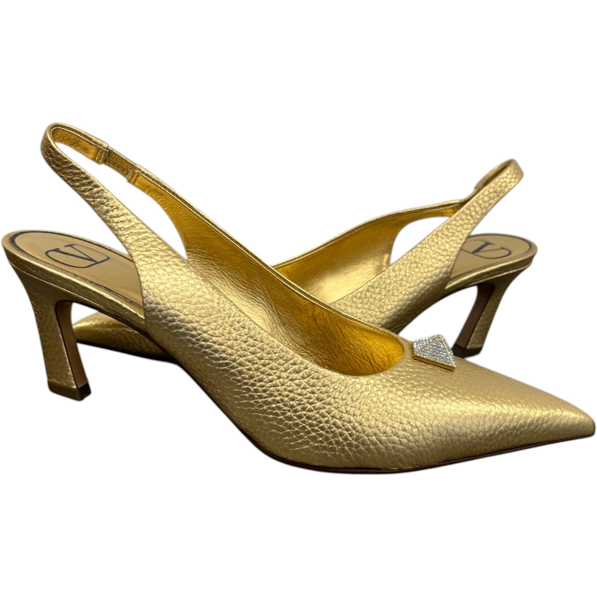 Women's One Stud Metallic Slingback Heels Gold Size EU 37.5 / UK 4.5