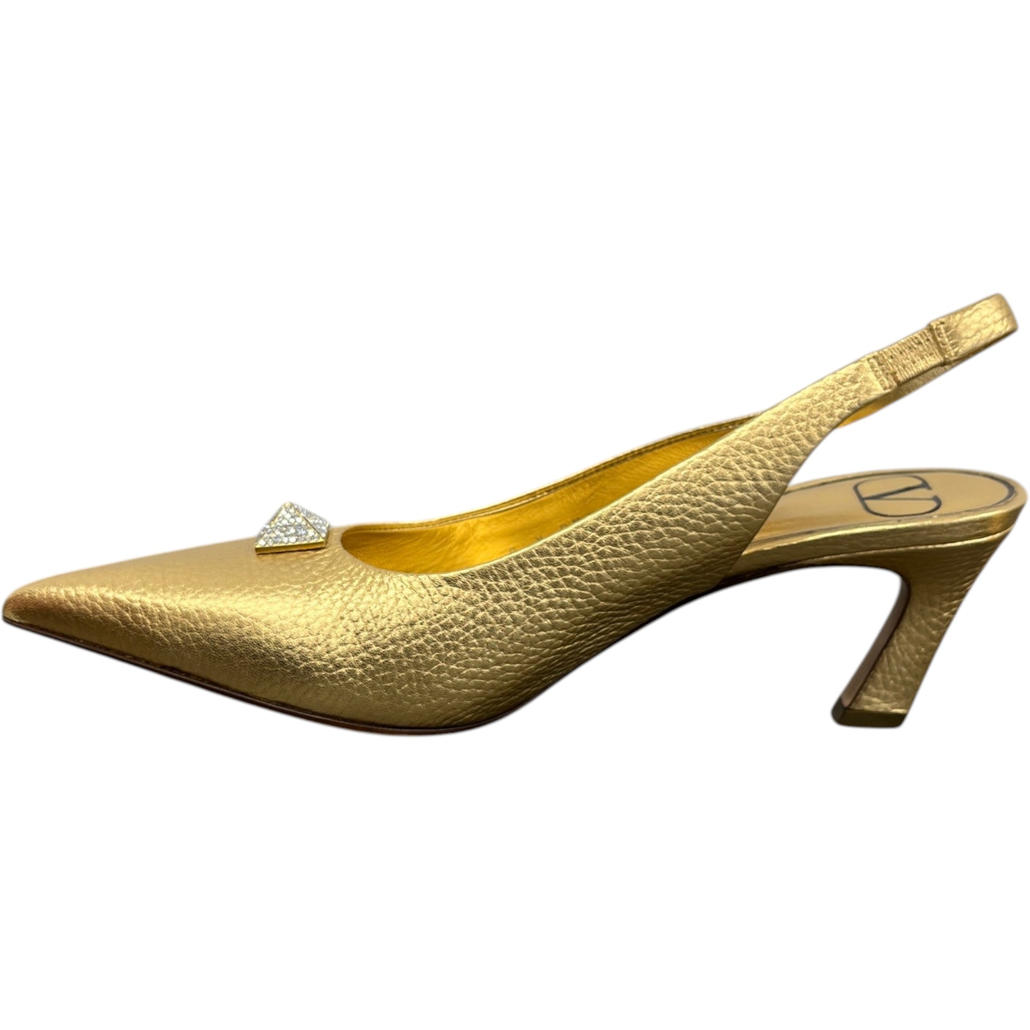 Women's One Stud Metallic Slingback Heels Gold Size EU 37.5 / UK 4.5
