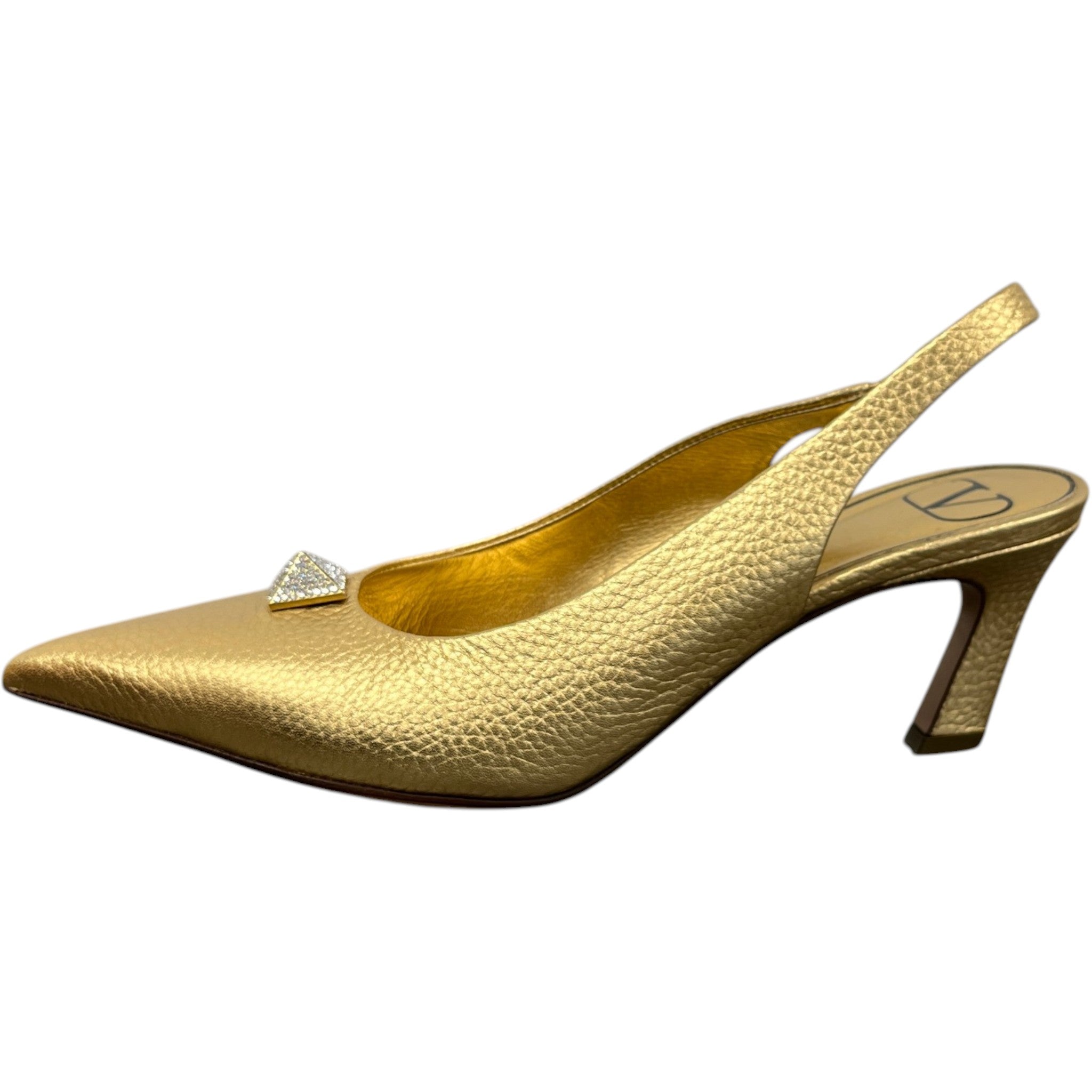 Women's One Stud Metallic Slingback Heels Gold Size EU 37.5 / UK 4.5