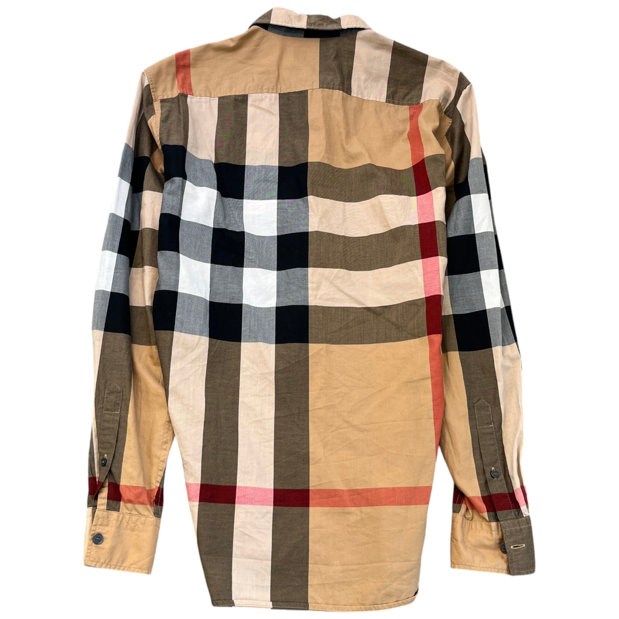 Men's Nova Check Long Sleeve Shirt Beige Size S