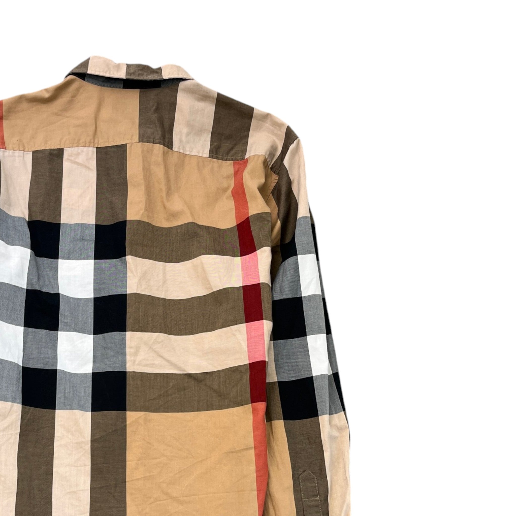 Men's Nova Check Long Sleeve Shirt Beige Size S