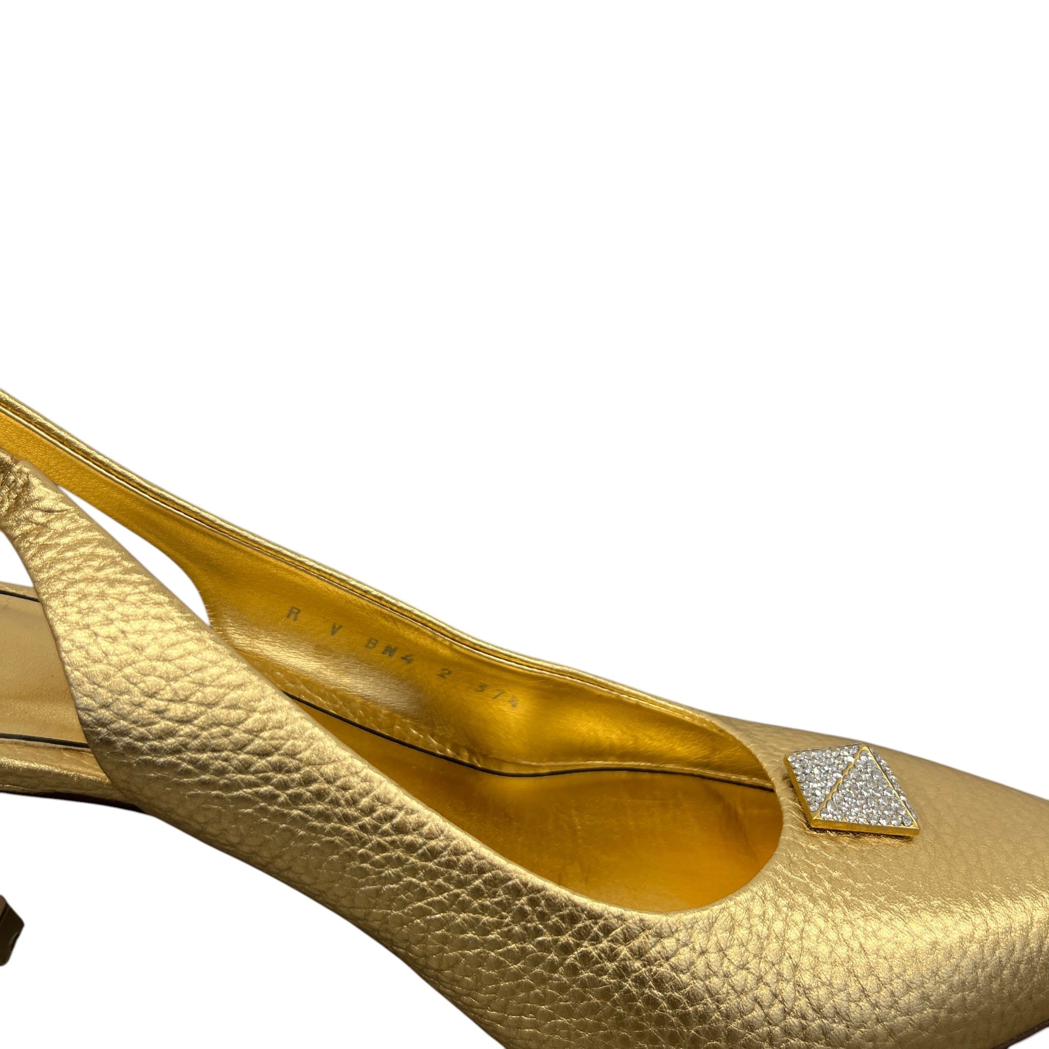 Women's One Stud Metallic Slingback Heels Gold Size EU 37.5 / UK 4.5