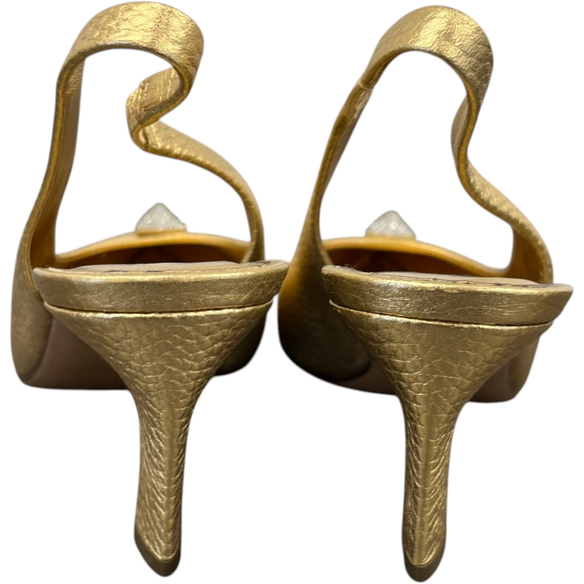 Women's One Stud Metallic Slingback Heels Gold Size EU 37.5 / UK 4.5