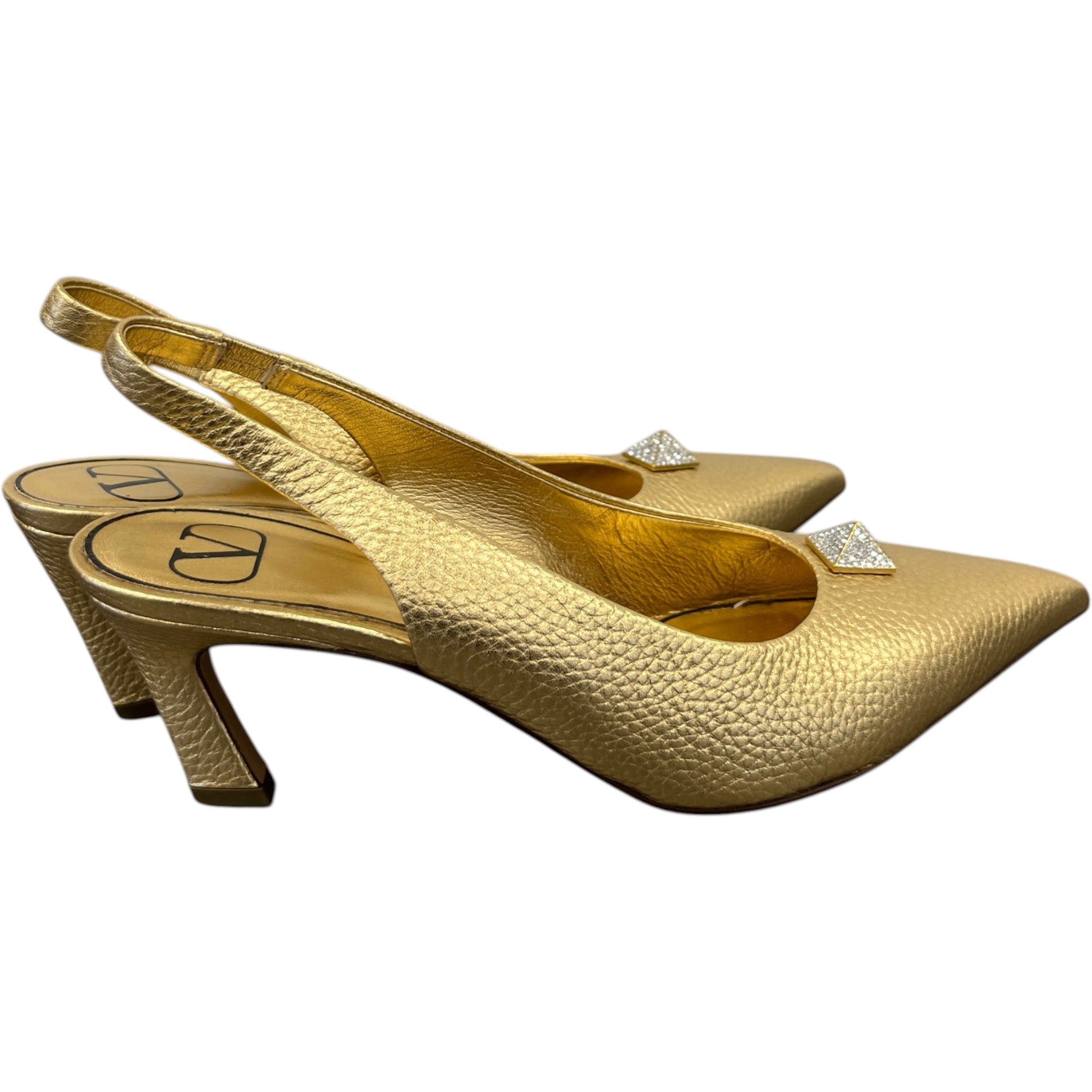 Women's One Stud Metallic Slingback Heels Gold Size EU 37.5 / UK 4.5
