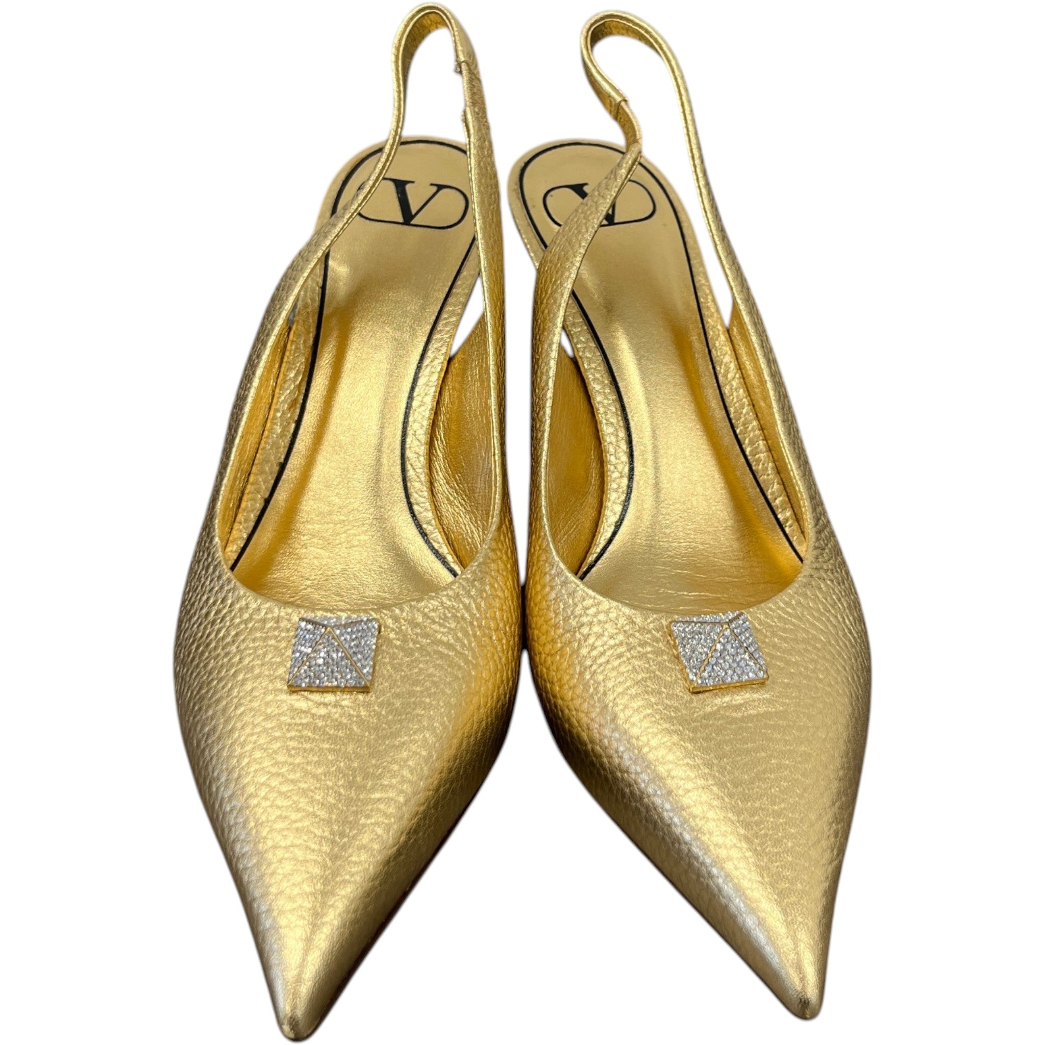 Women's One Stud Metallic Slingback Heels Gold Size EU 37.5 / UK 4.5