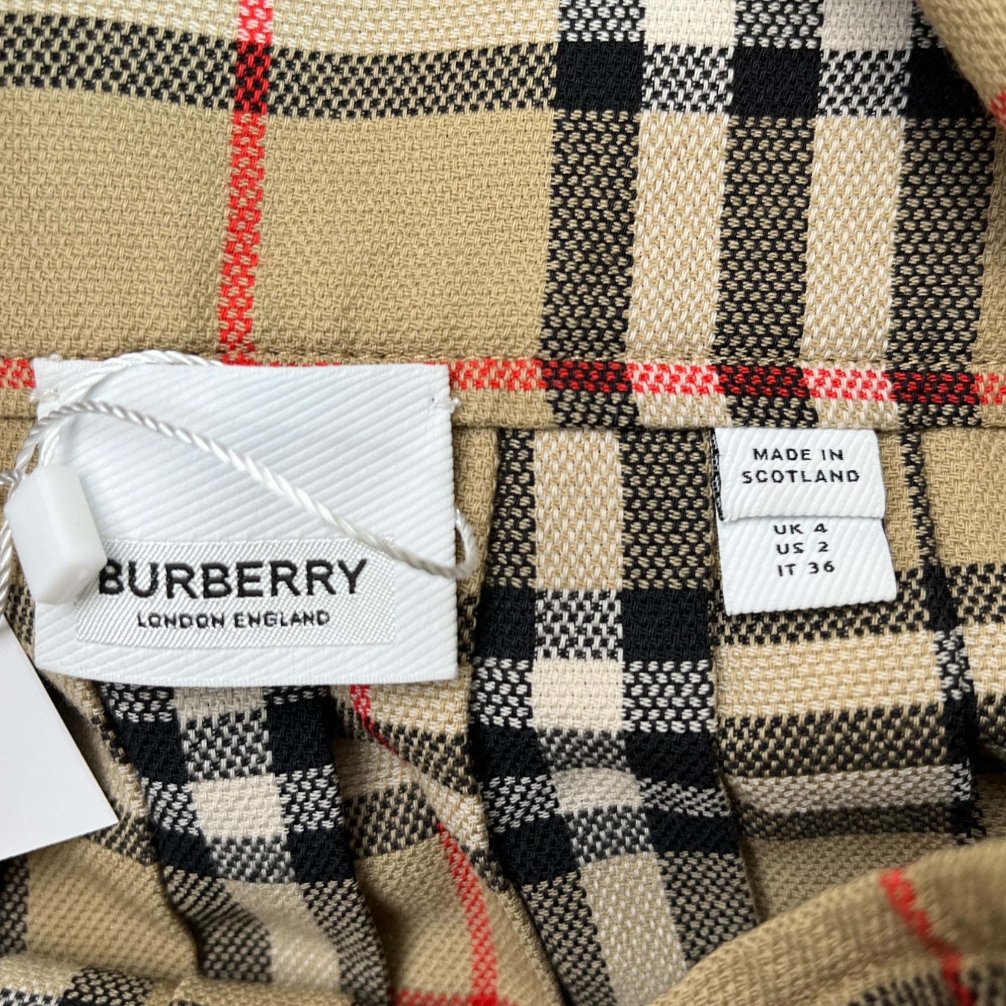 Women's Pleated Check Wool Mini Kilt Shorts Beige Size XXS