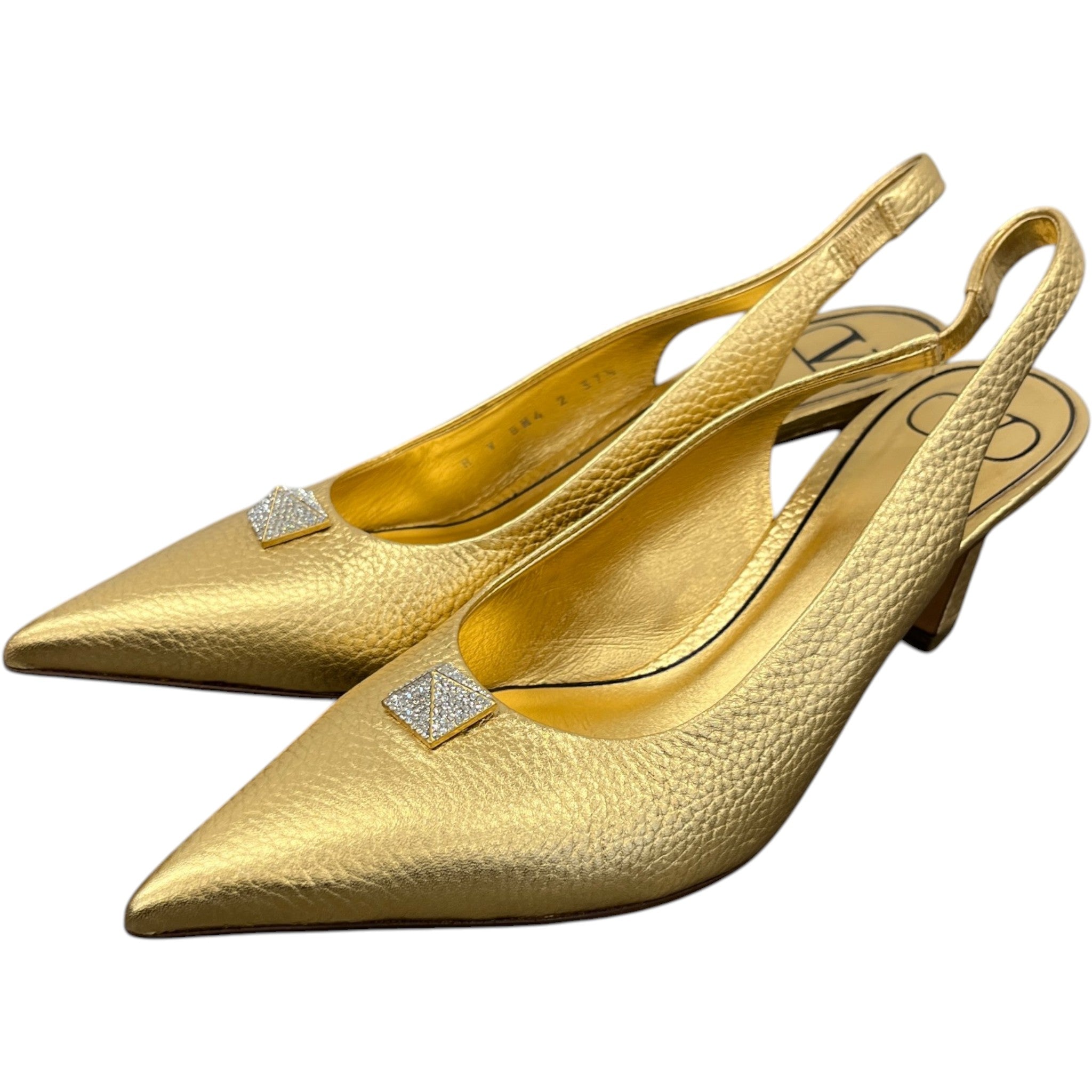 Women's One Stud Metallic Slingback Heels Gold Size EU 37.5 / UK 4.5