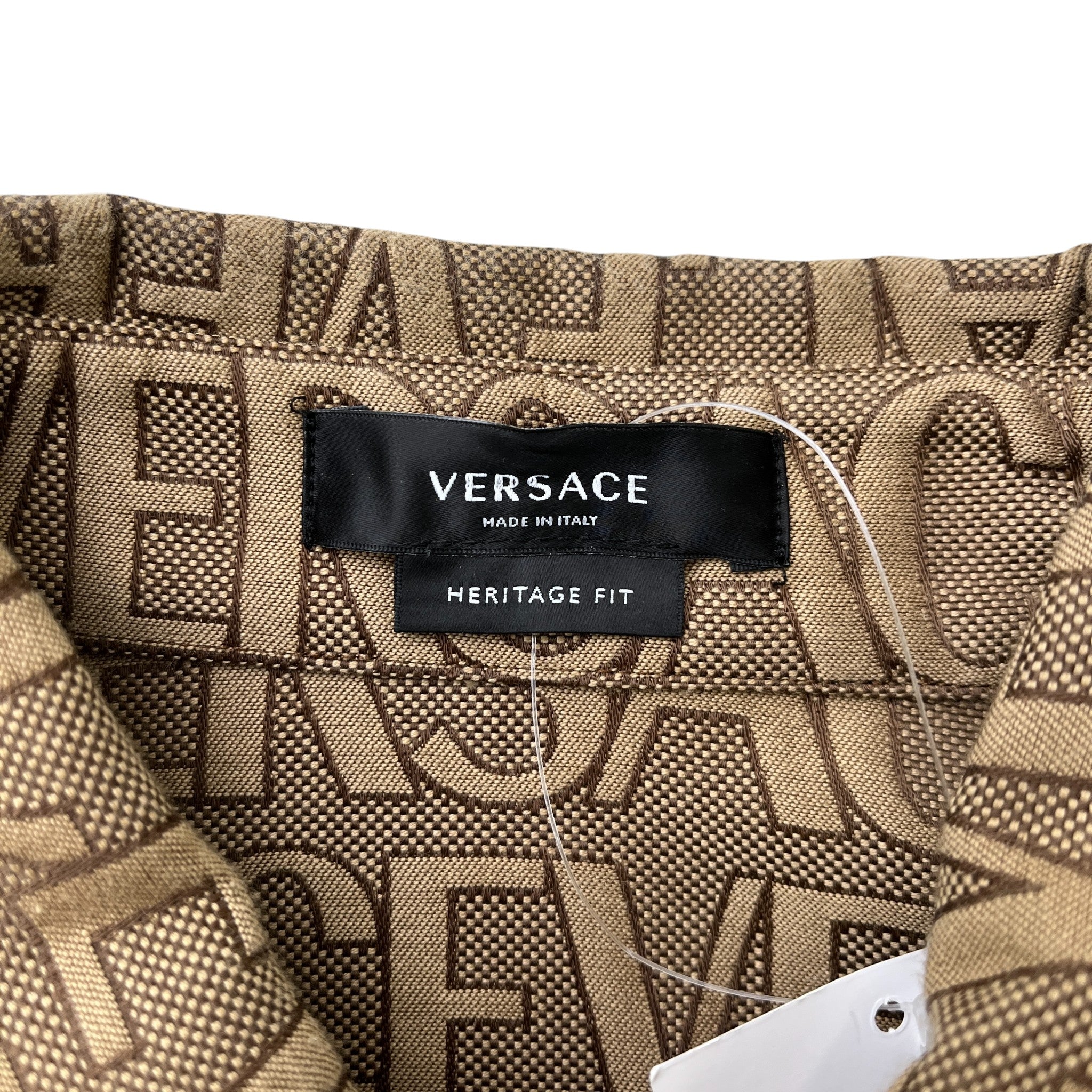 Men's Allover Jacquard Logo OverShirt Brown Size IT 46 / UK S