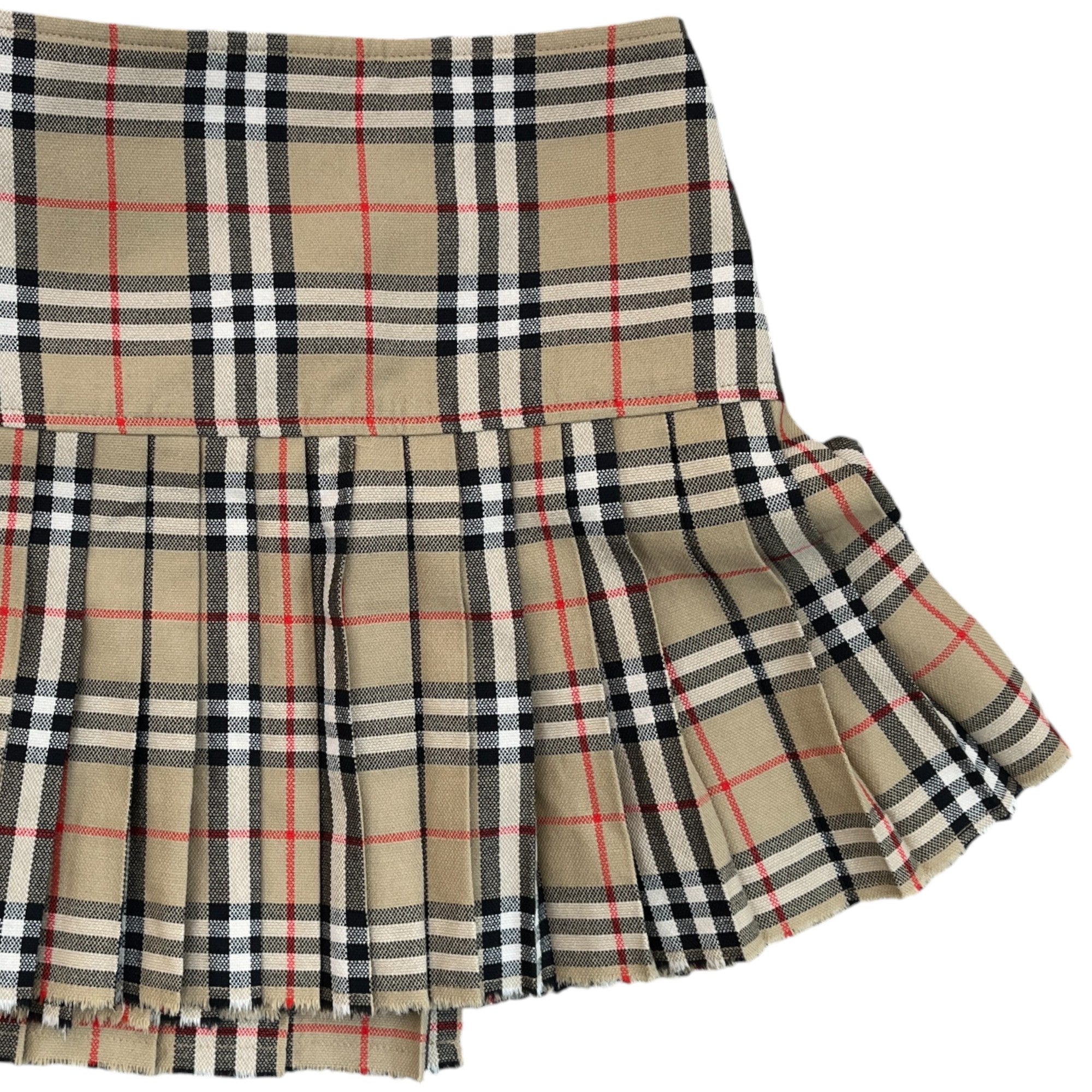 Women's Pleated Check Wool Mini Kilt Shorts Beige Size XXS
