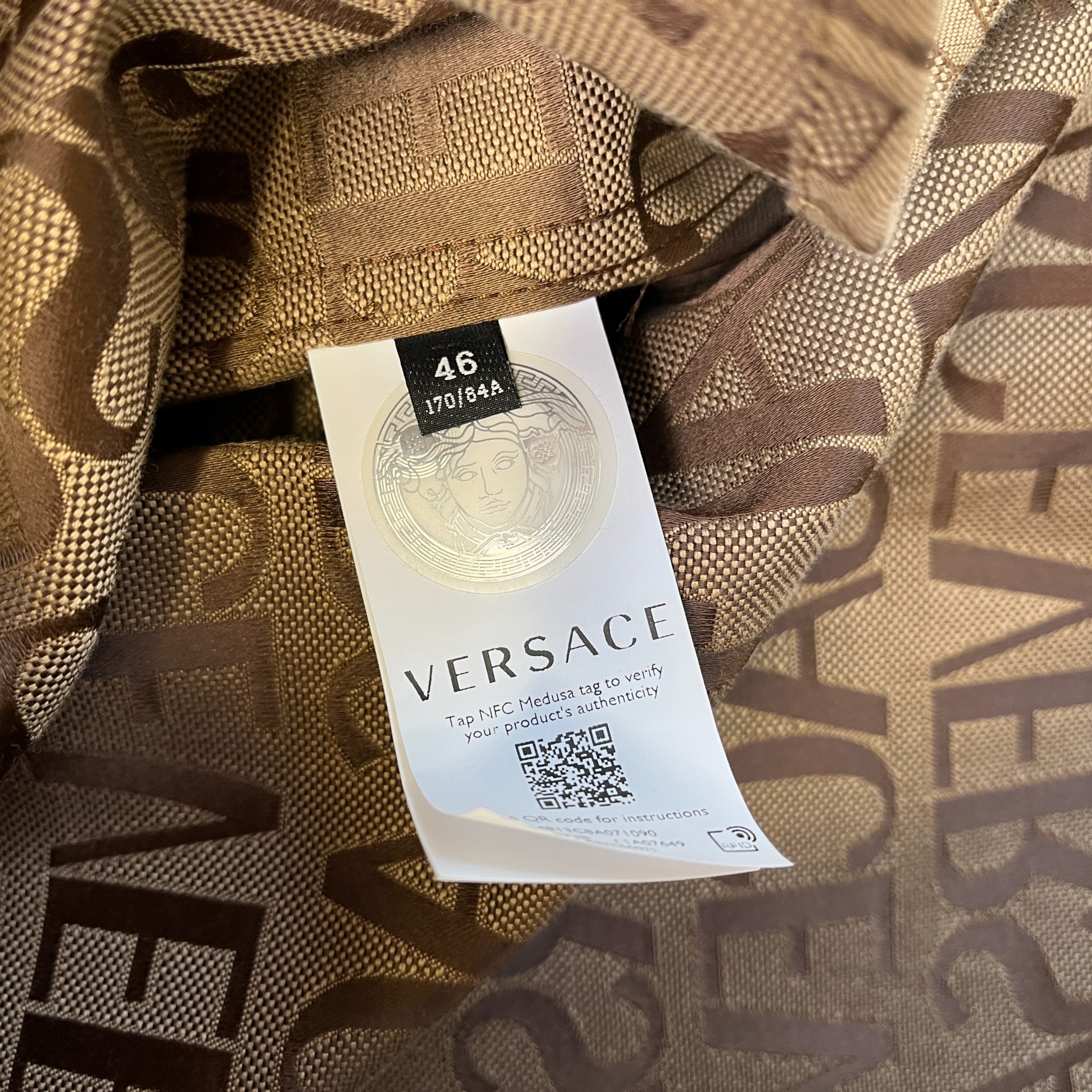 Men's Allover Jacquard Logo OverShirt Brown Size IT 46 / UK S