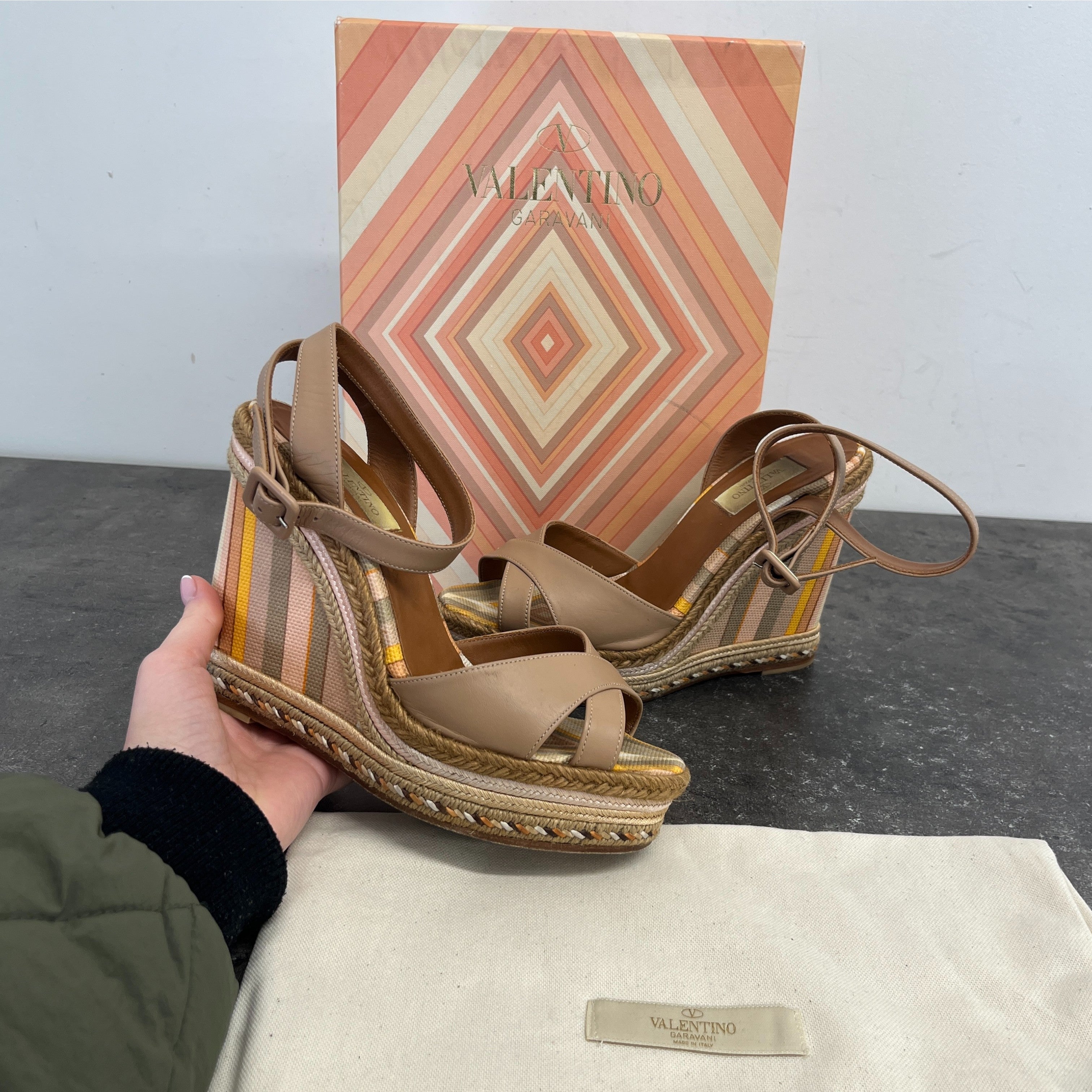 Women's Espadrilles Wedge Sandal Heels Tan Size EU 38 / UK 5