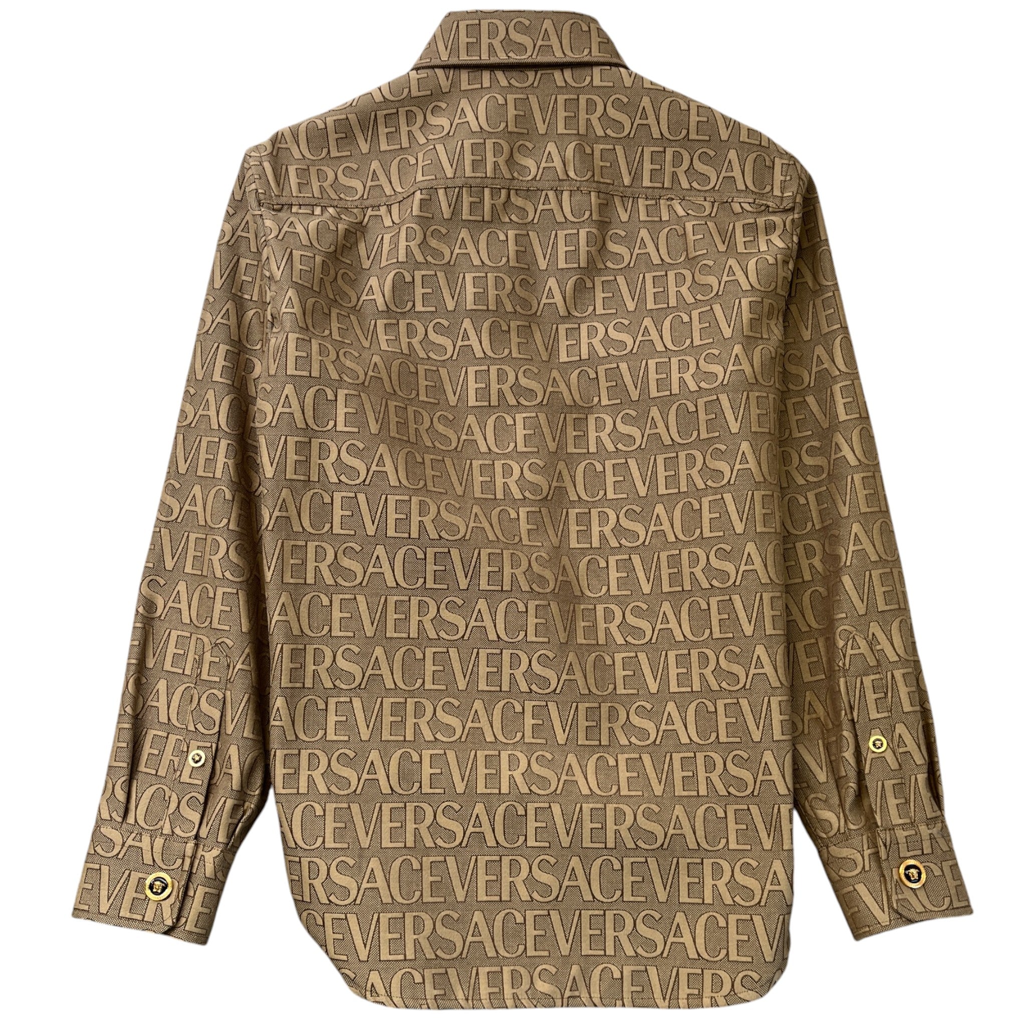 Men's Allover Jacquard Logo OverShirt Brown Size IT 46 / UK S