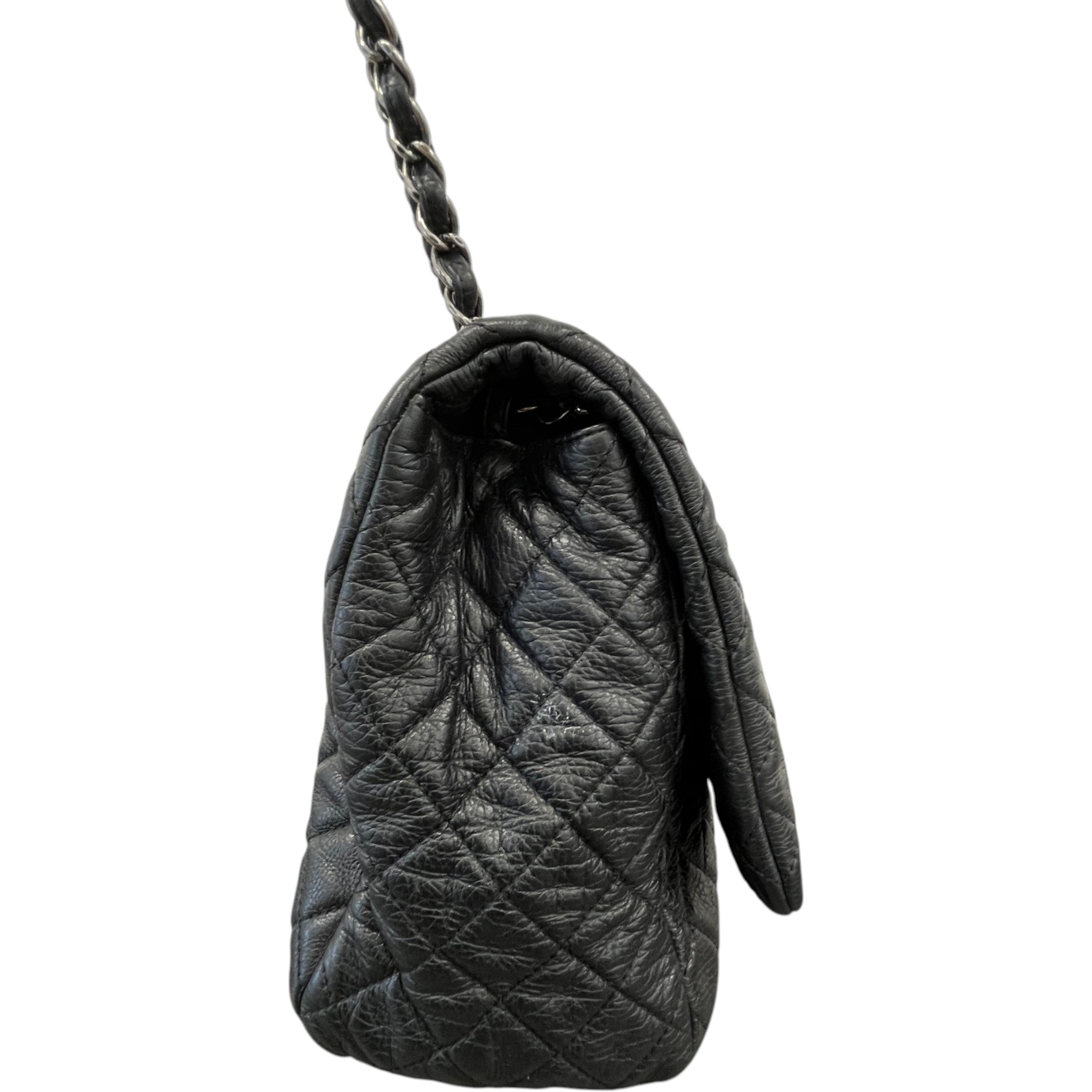Women's Calfskin Quilted Airline Xxl Travel Flap Bag Black