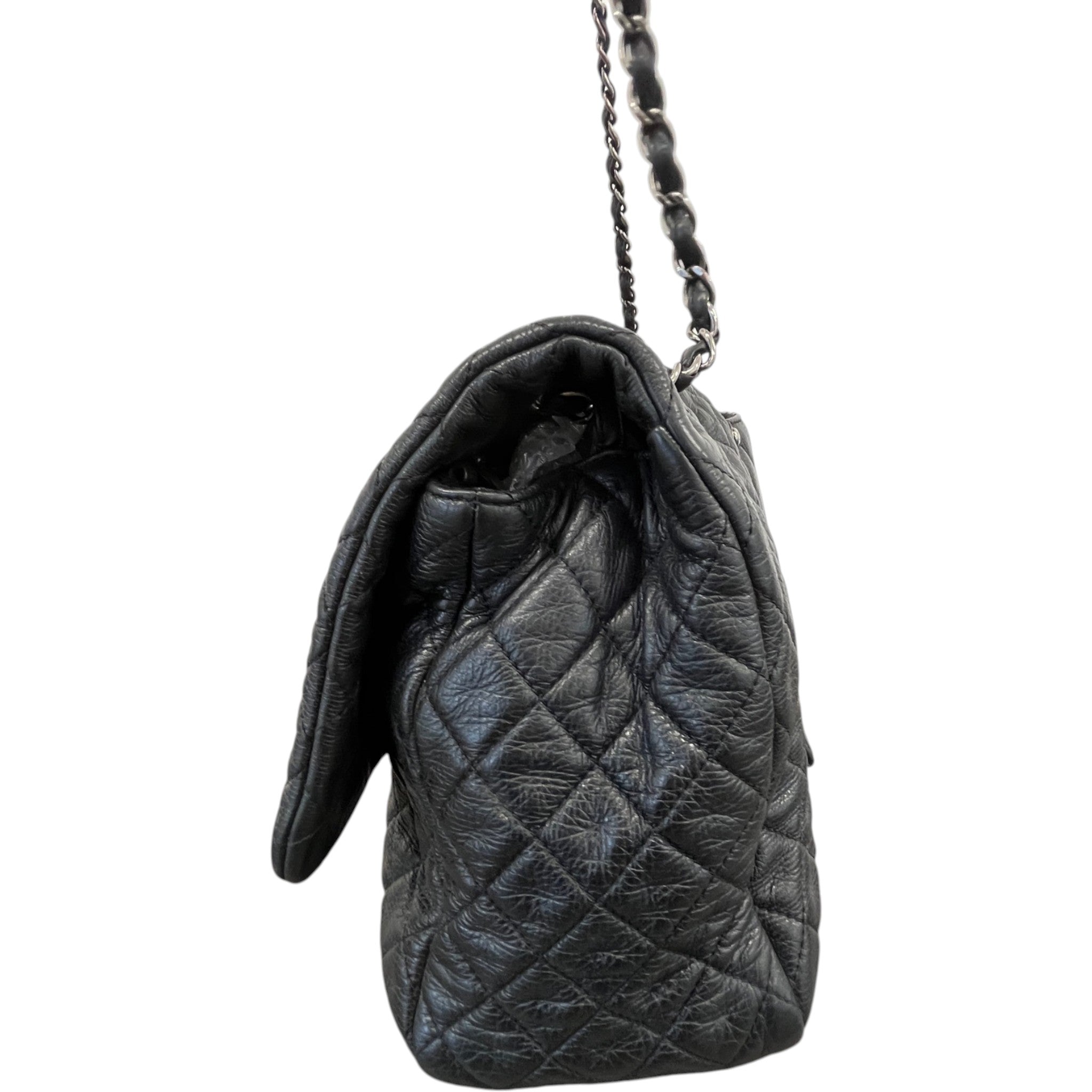 Women's Calfskin Quilted Airline Xxl Travel Flap Bag Black