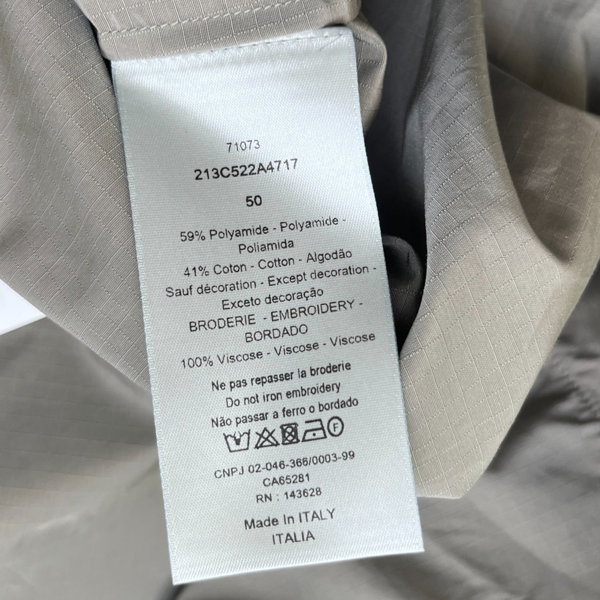 Men's Embroidered Logo Jacket Grey Size IT 50 / L