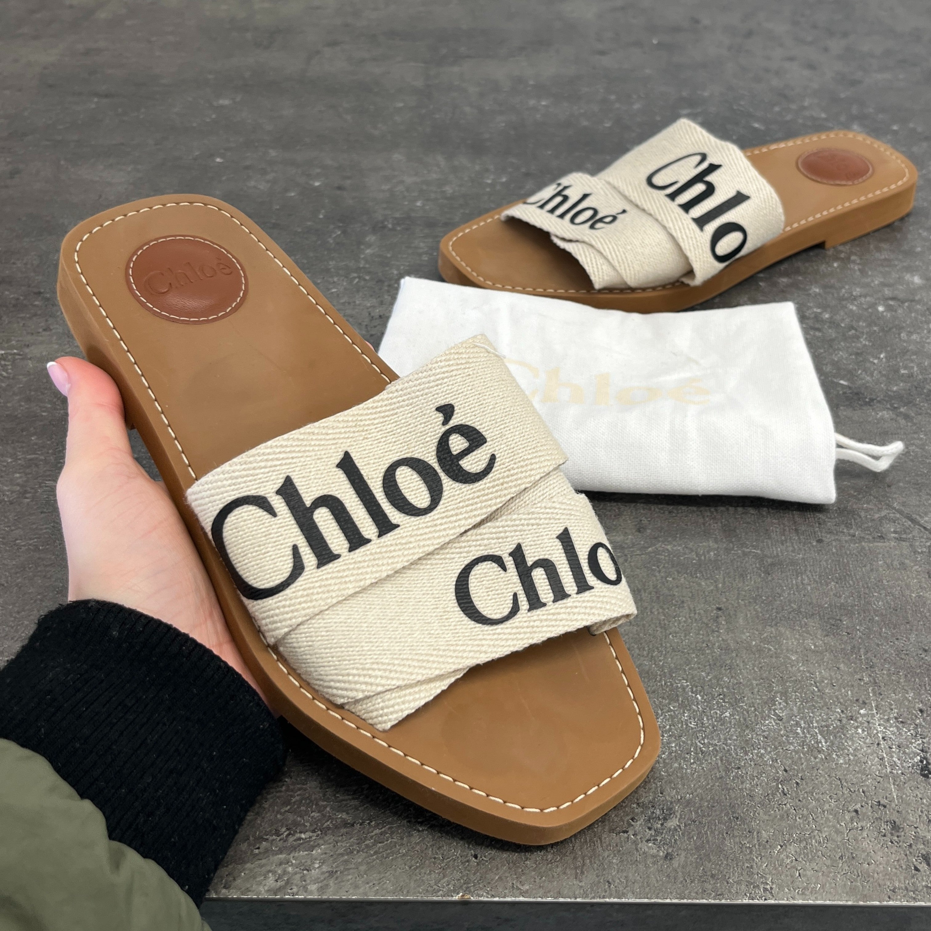 Women's Woody Flat Mule Sandals Cream Size EU 39 / UK 6