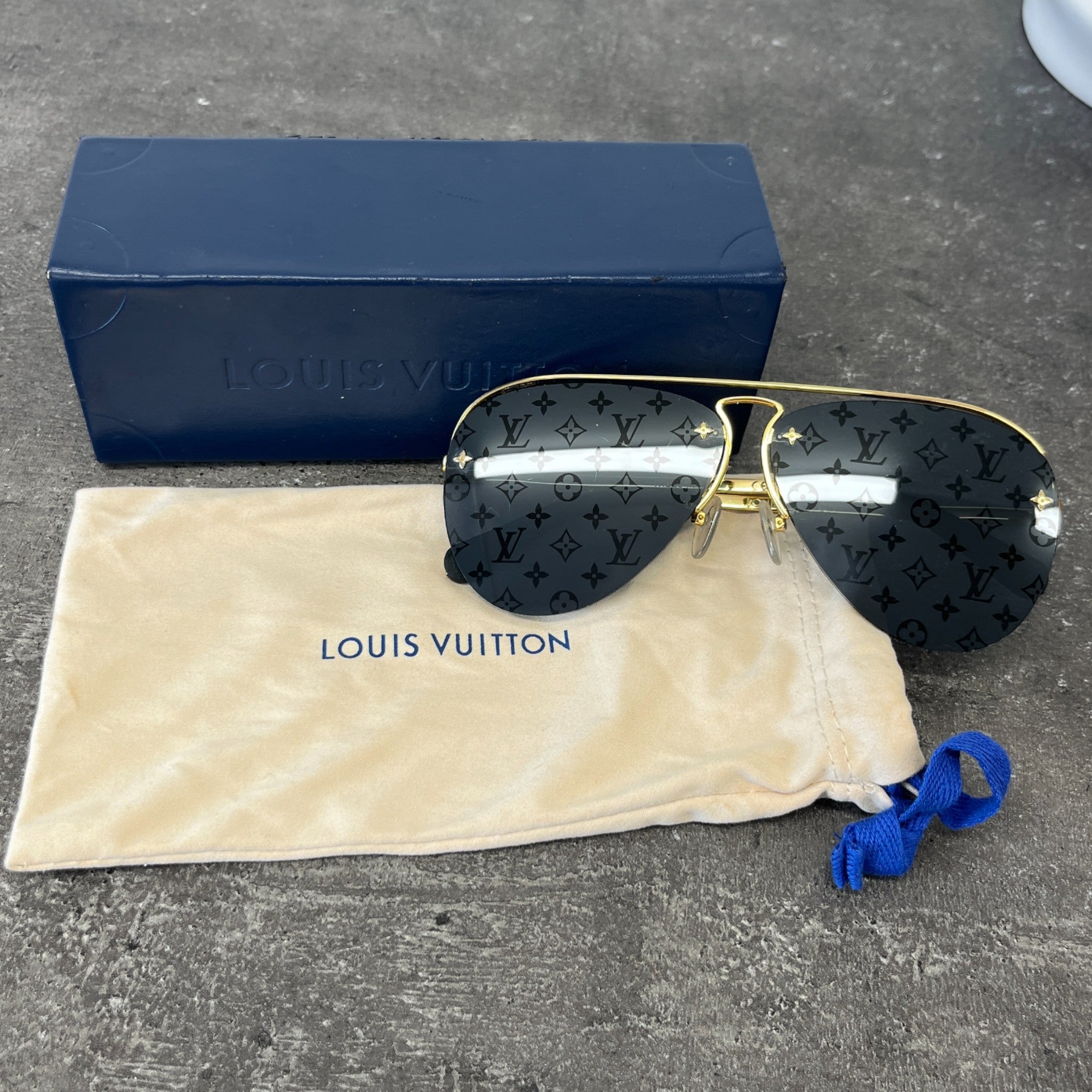 Z1172W Monogram Grease Aviator Sunglasses Gold