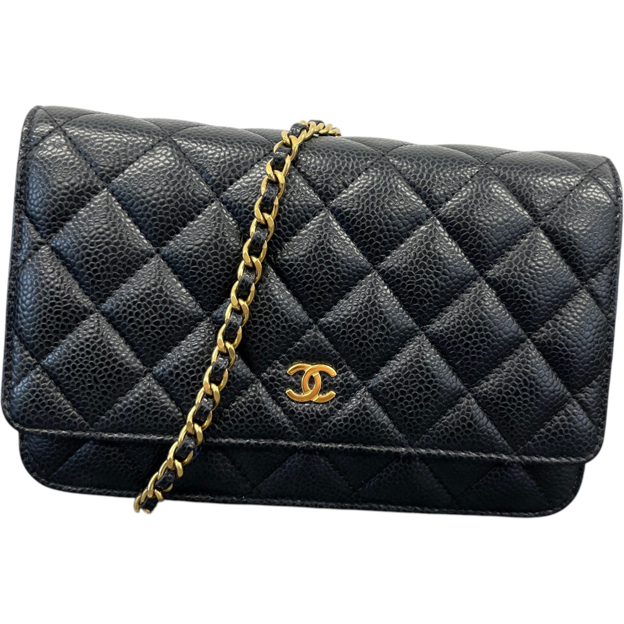 Women's Caviar Quilted Classic Wallet On Chain Bag Black