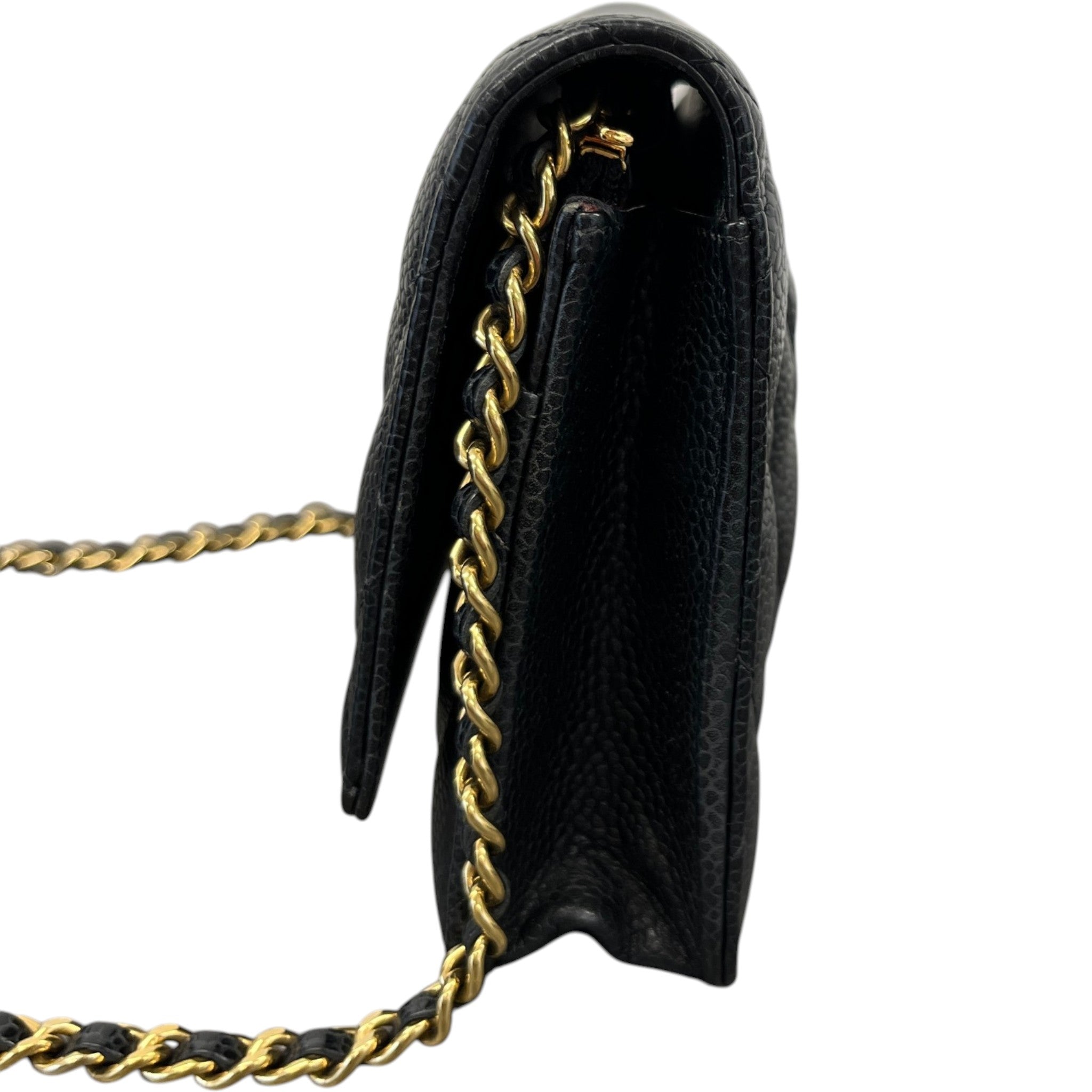 Women's Caviar Quilted Classic Wallet On Chain Bag Black