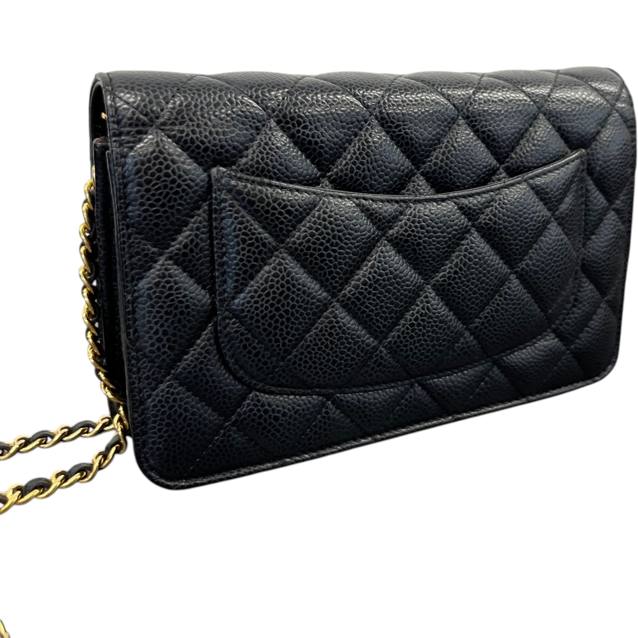Women's Caviar Quilted Classic Wallet On Chain Bag Black