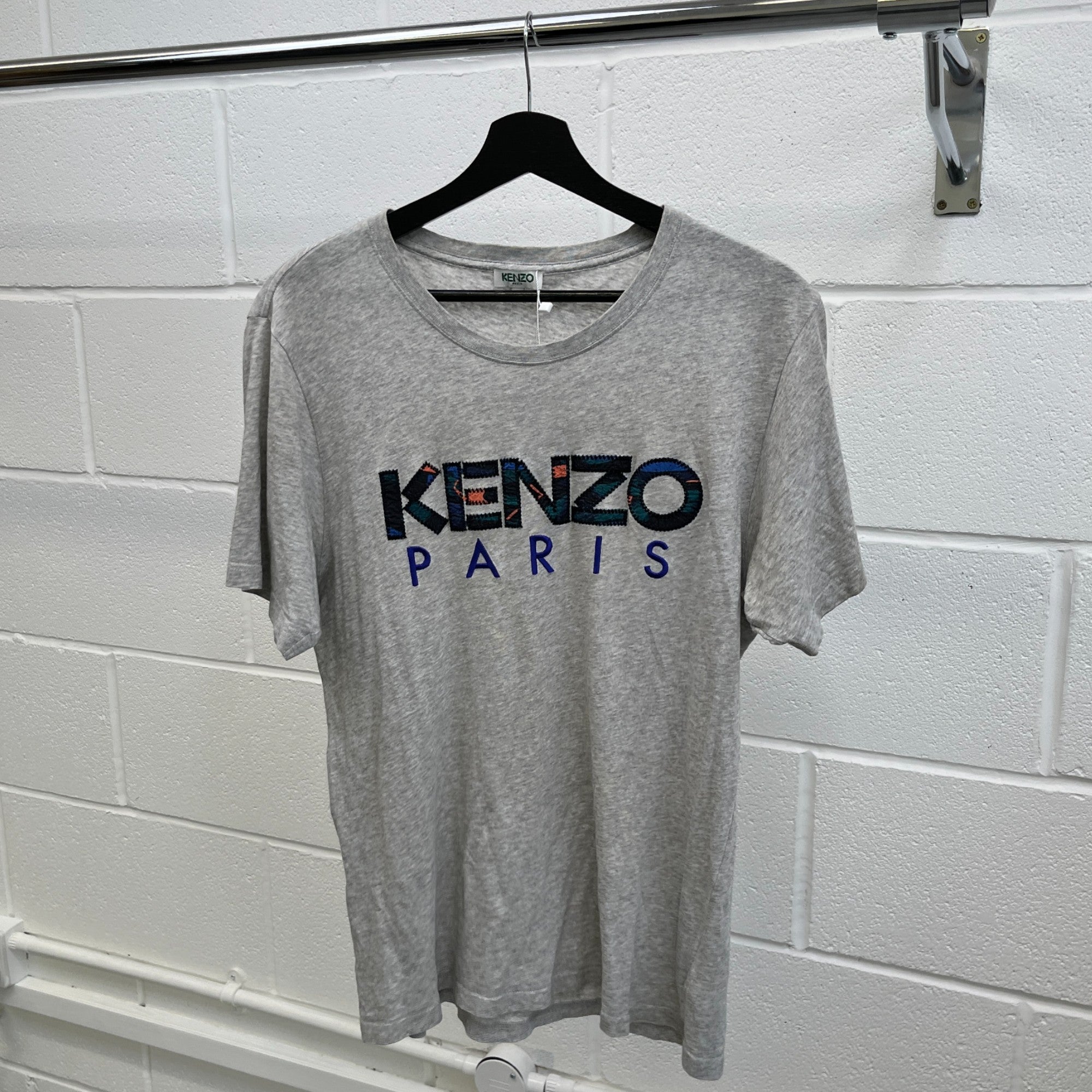 Men's Embroidered Logo T-Shirt Grey Size M