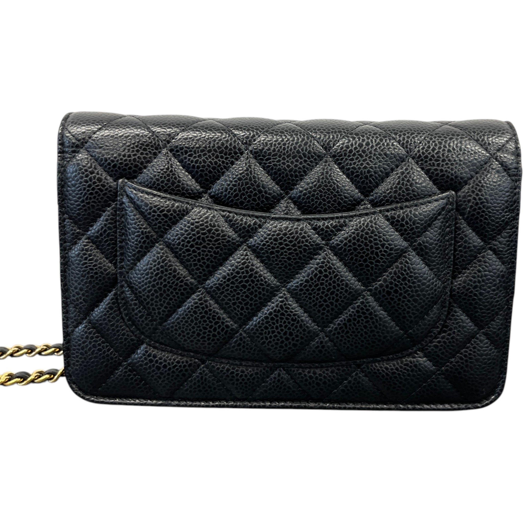 Women's Caviar Quilted Classic Wallet On Chain Bag Black