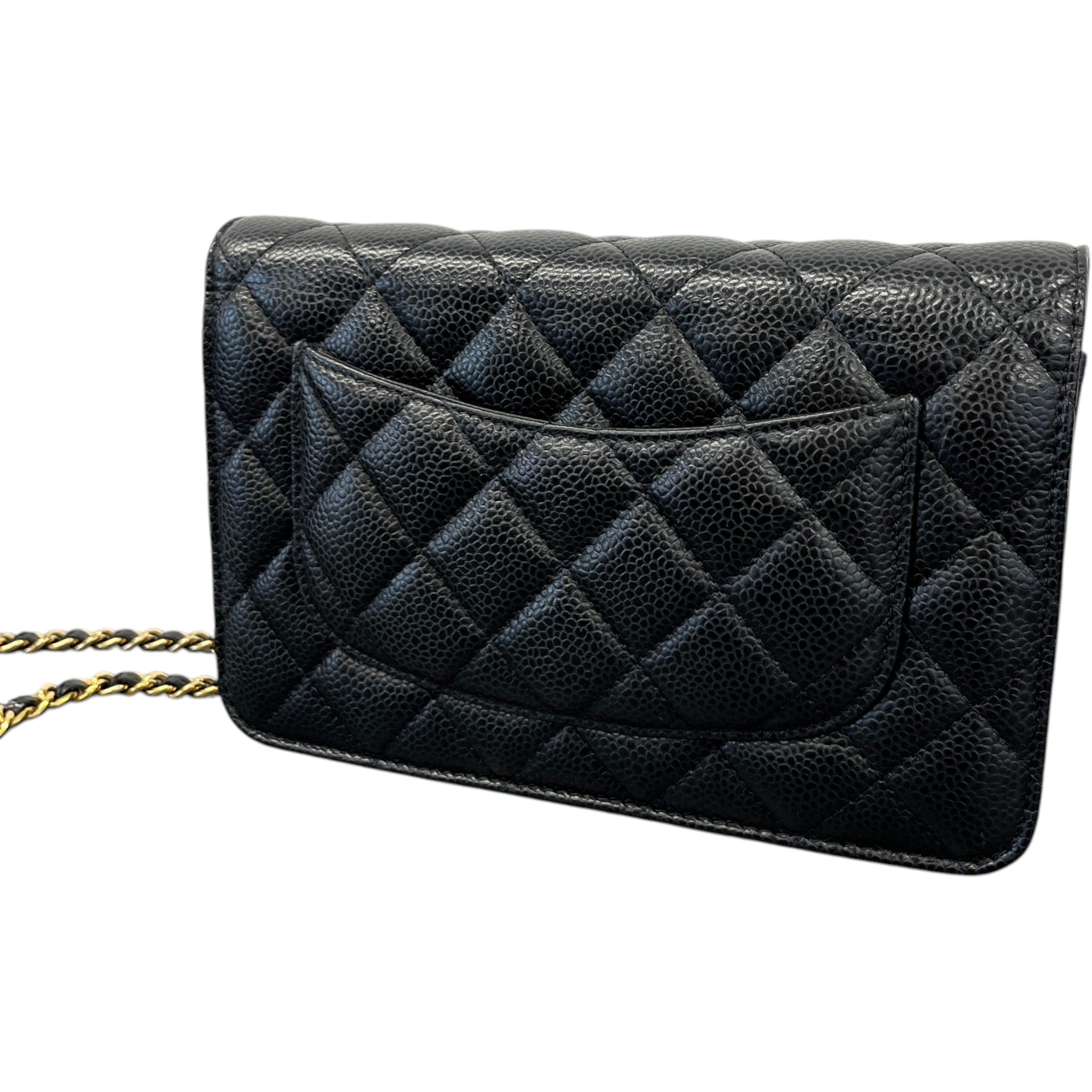 Women's Caviar Quilted Classic Wallet On Chain Bag Black